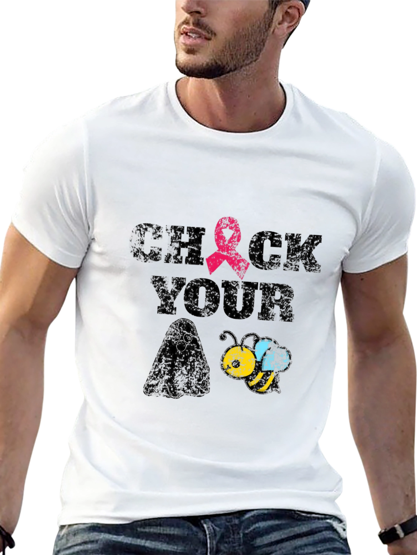 Check Your Boo Bees T-Shirt Breast Cancer Awareness