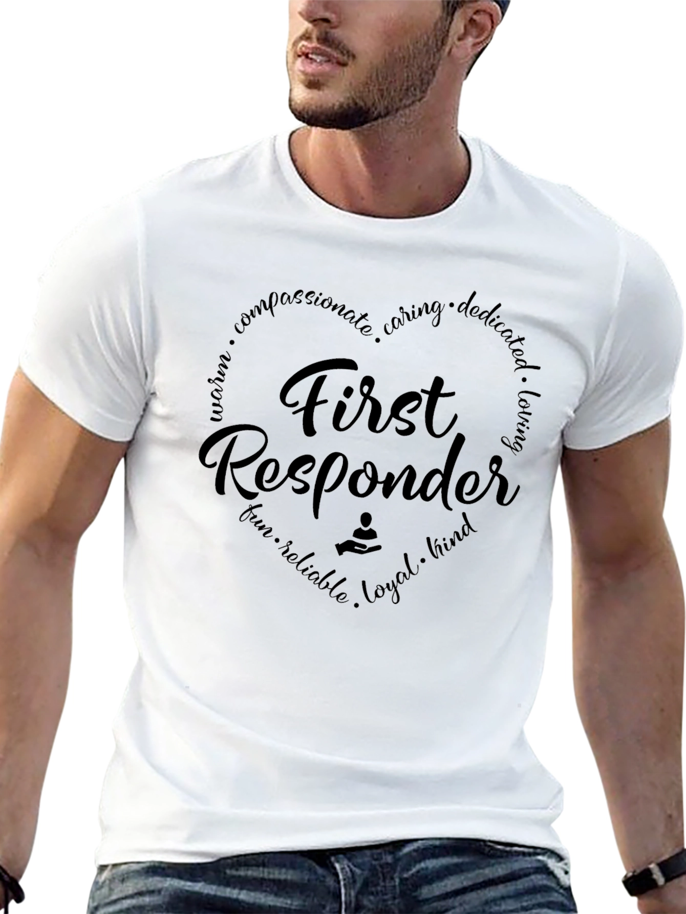 First Responder T-Shirt - Heart Design - Caring Hero