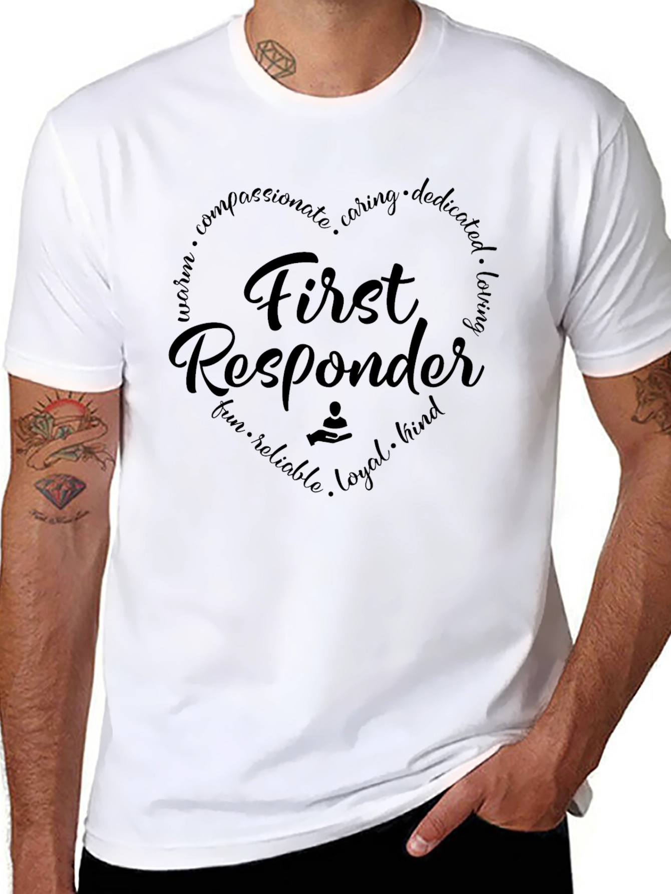 First Responder T-Shirt - Heart Design - Caring Hero
