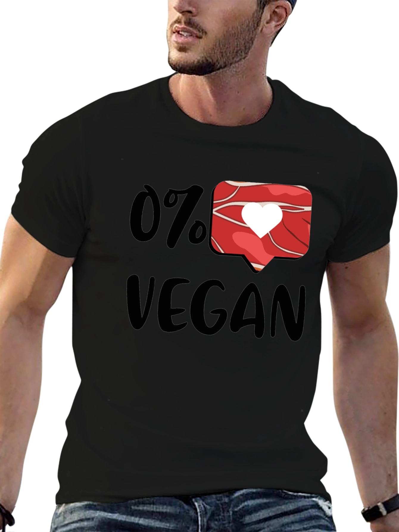 0% Vegan Black T-Shirt - Meat Lover