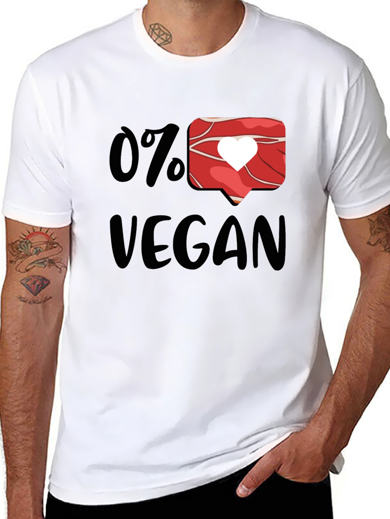 0% Vegan Black T-Shirt - Meat Lover