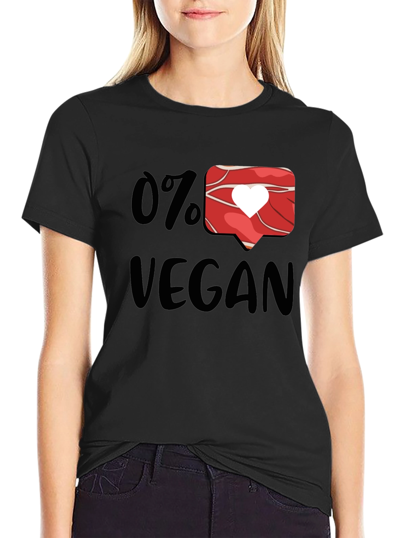 0% Vegan Black T-Shirt - Meat Lover