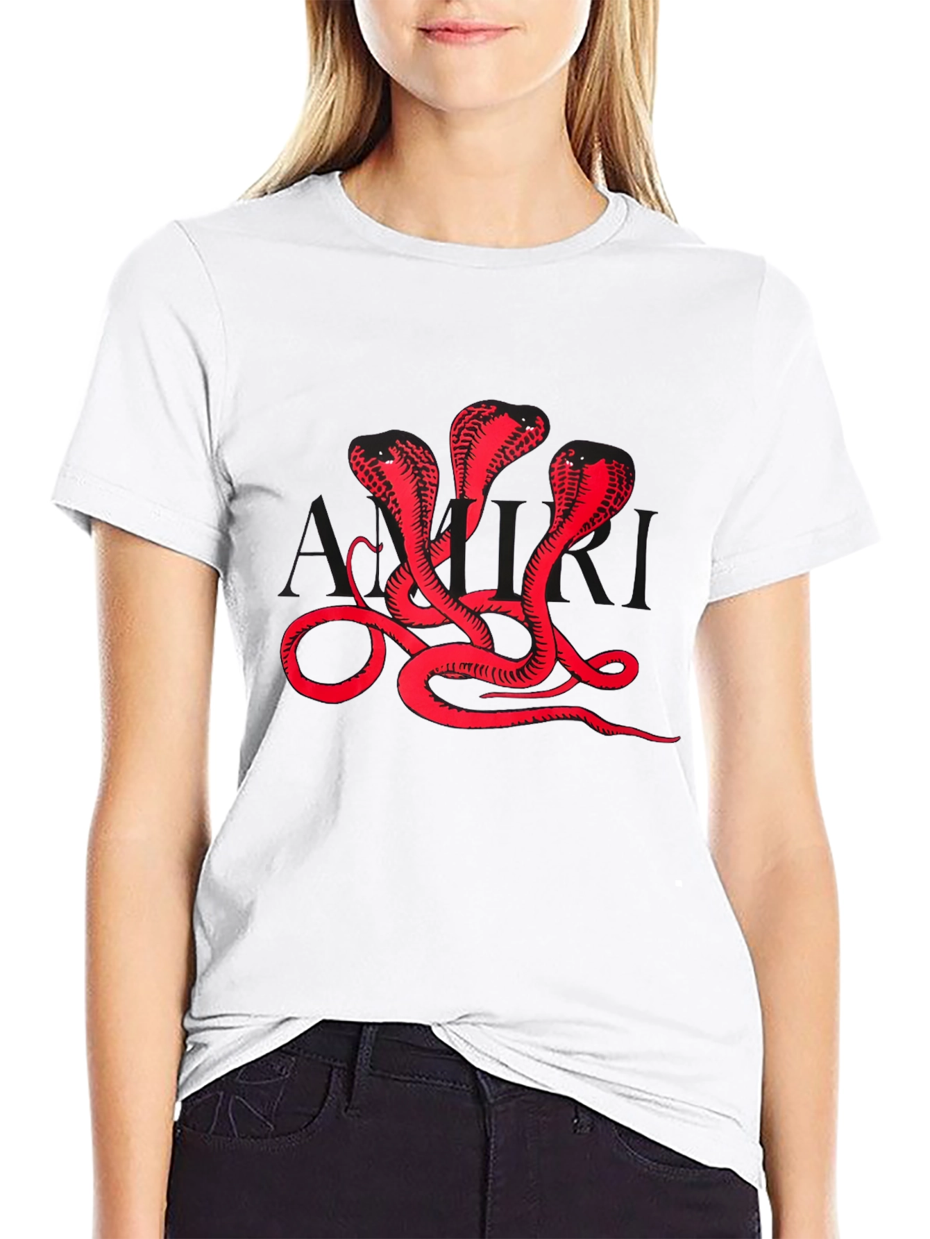 Three Cobra Heads Graphic Black T-Shirt