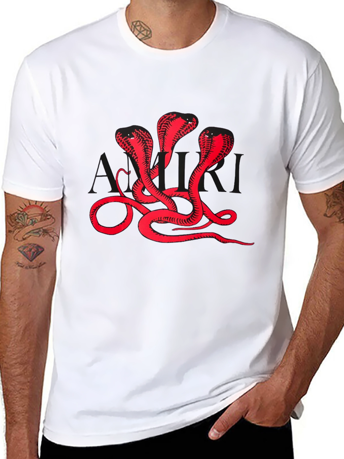 Three Cobra Heads Graphic Black T-Shirt
