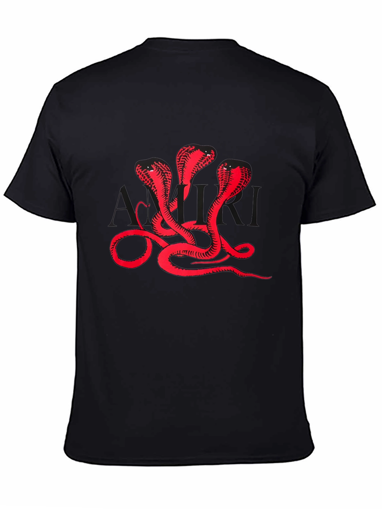 Three Cobra Heads Graphic Black T-Shirt
