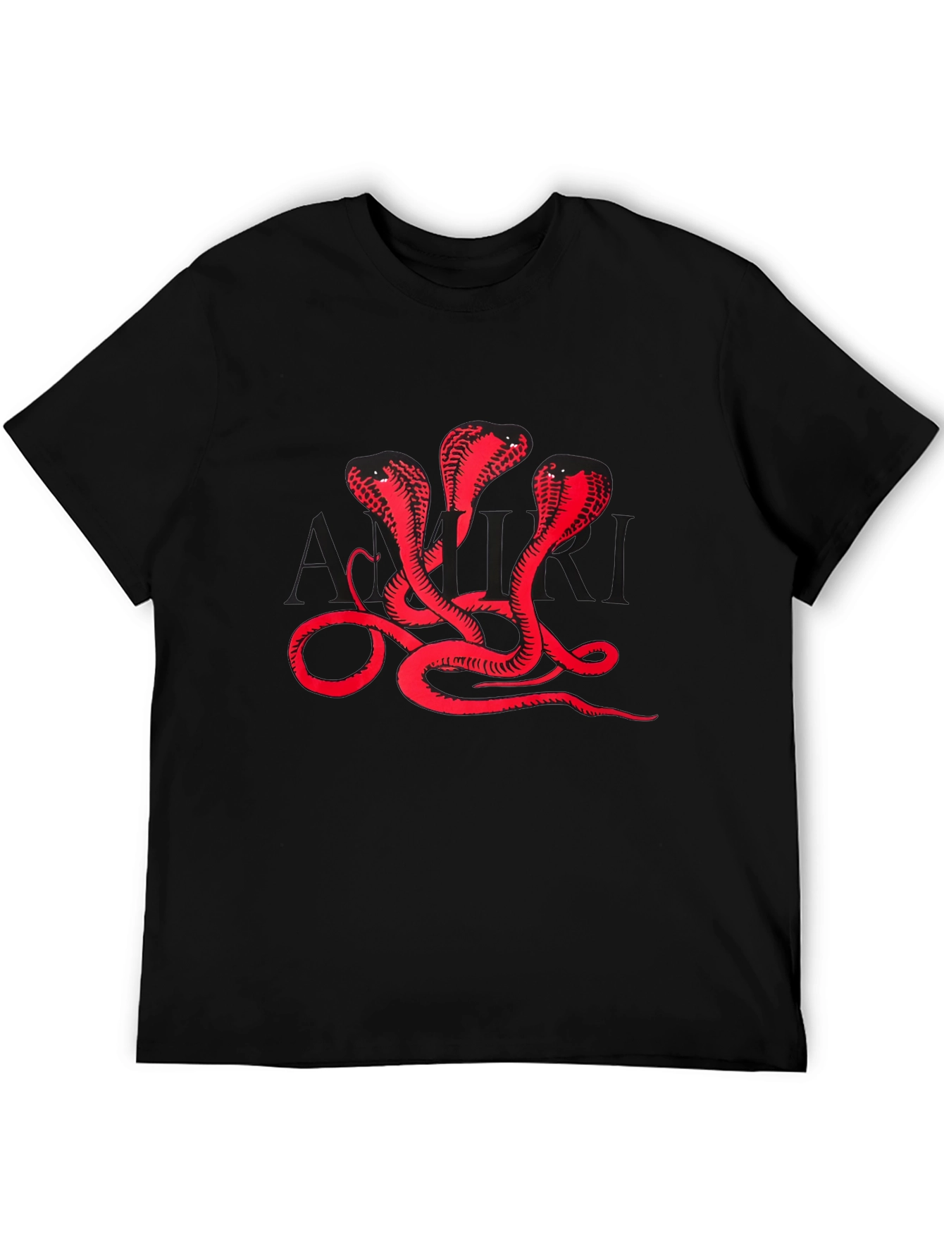 Three Cobra Heads Graphic Black T-Shirt