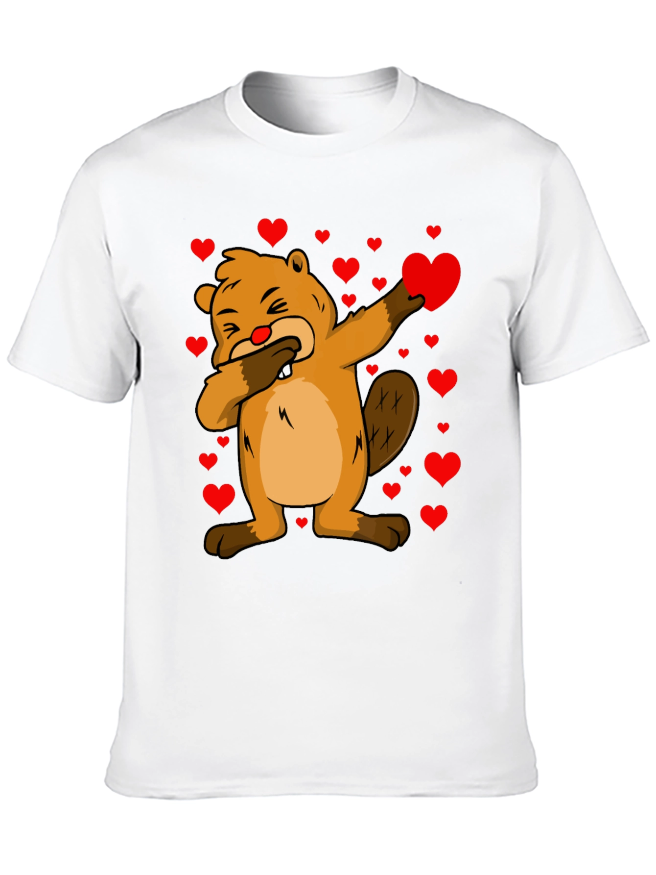 Valentines Day Beaver T-Shirt - Dab Pose with Hearts