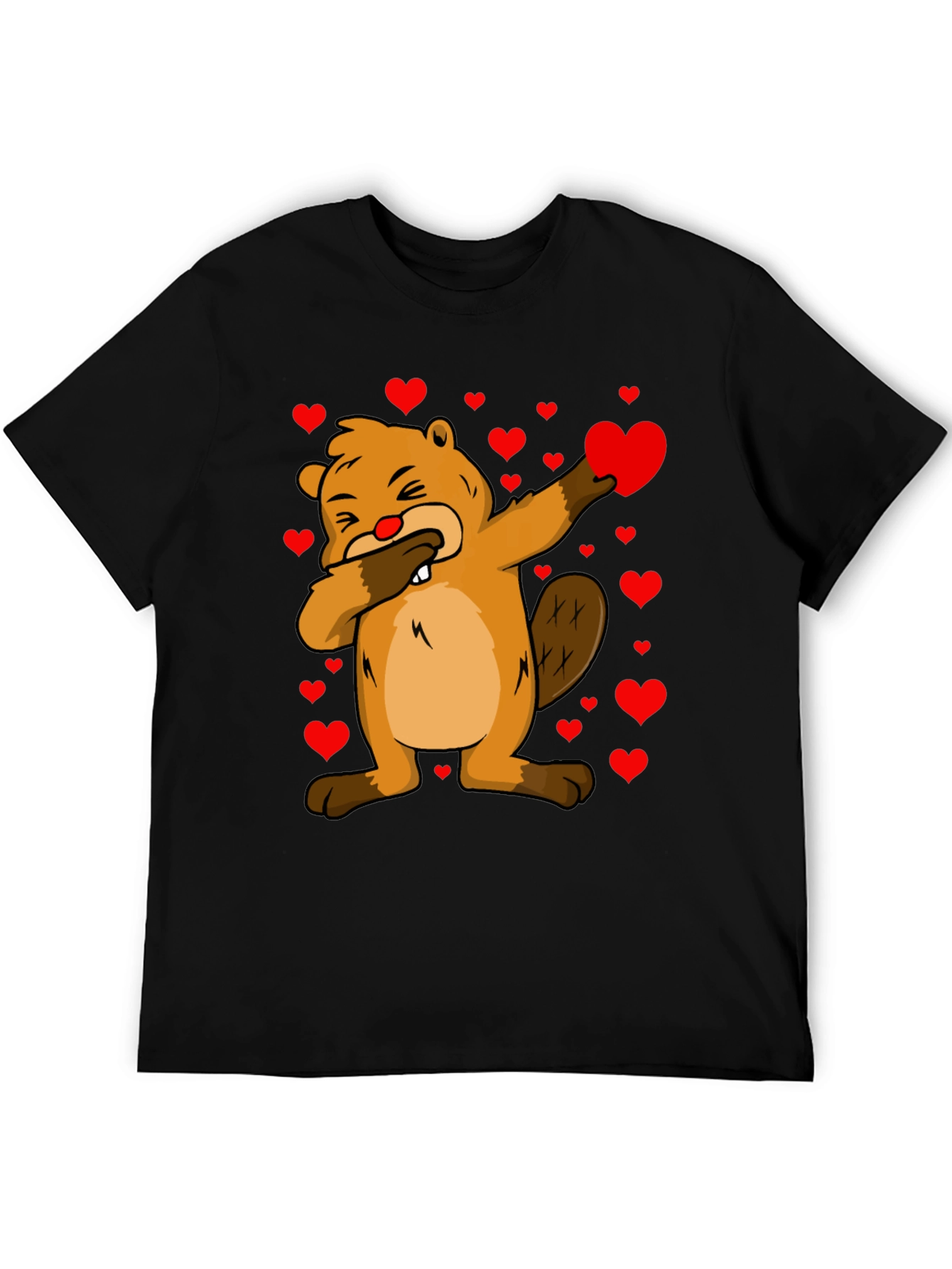 Valentines Day Beaver T-Shirt - Dab Pose with Hearts