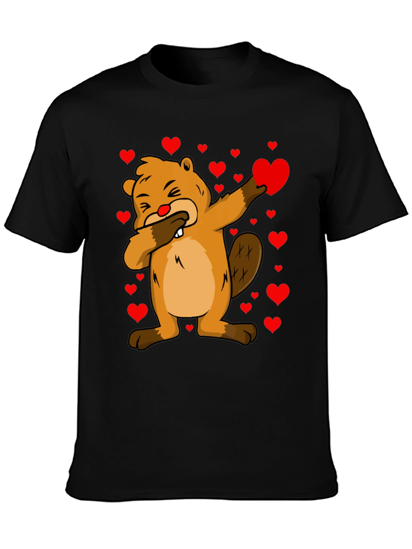Valentines Day Beaver T-Shirt - Dab Pose with Hearts