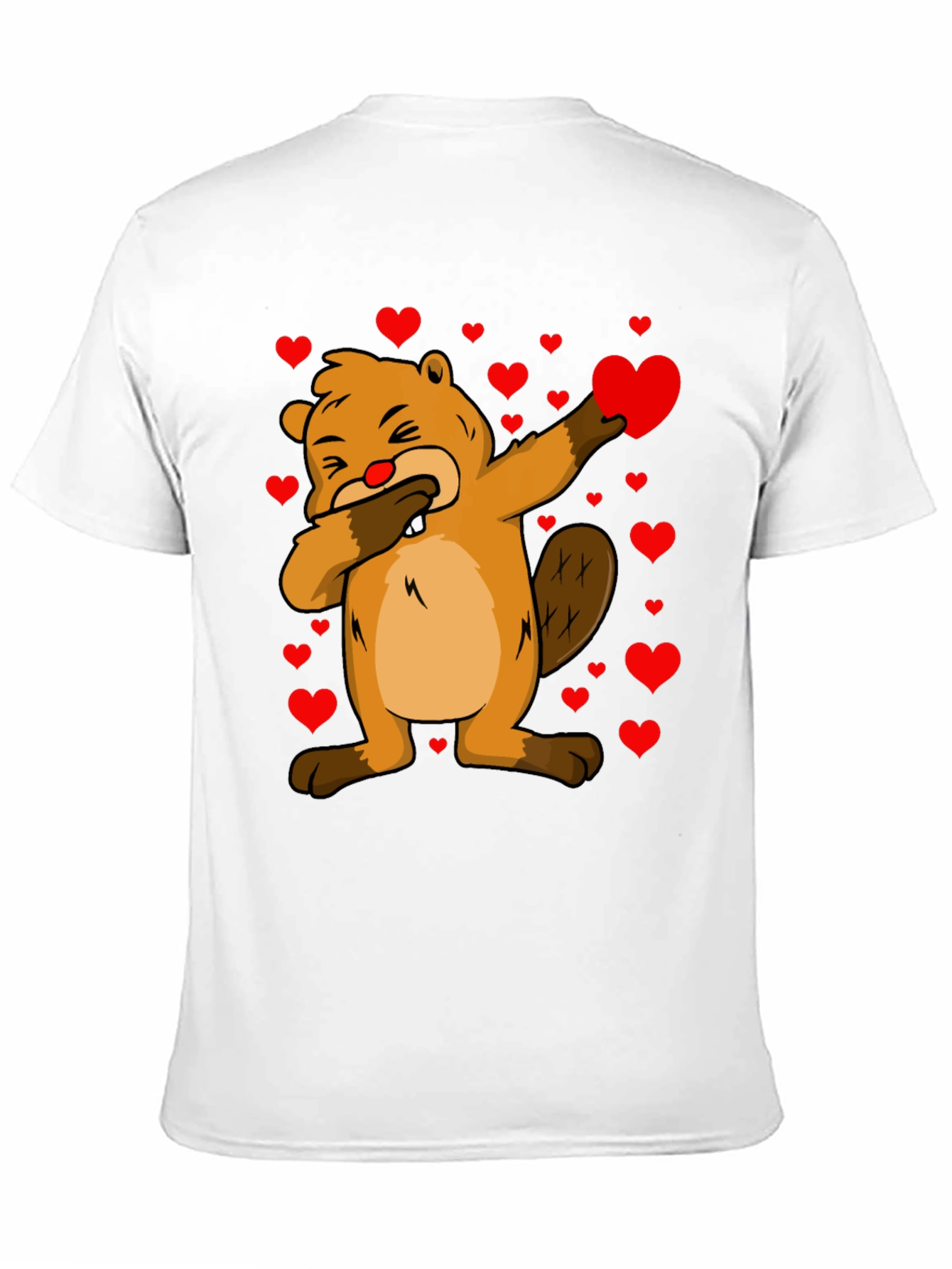 Valentines Day Beaver T-Shirt - Dab Pose with Hearts