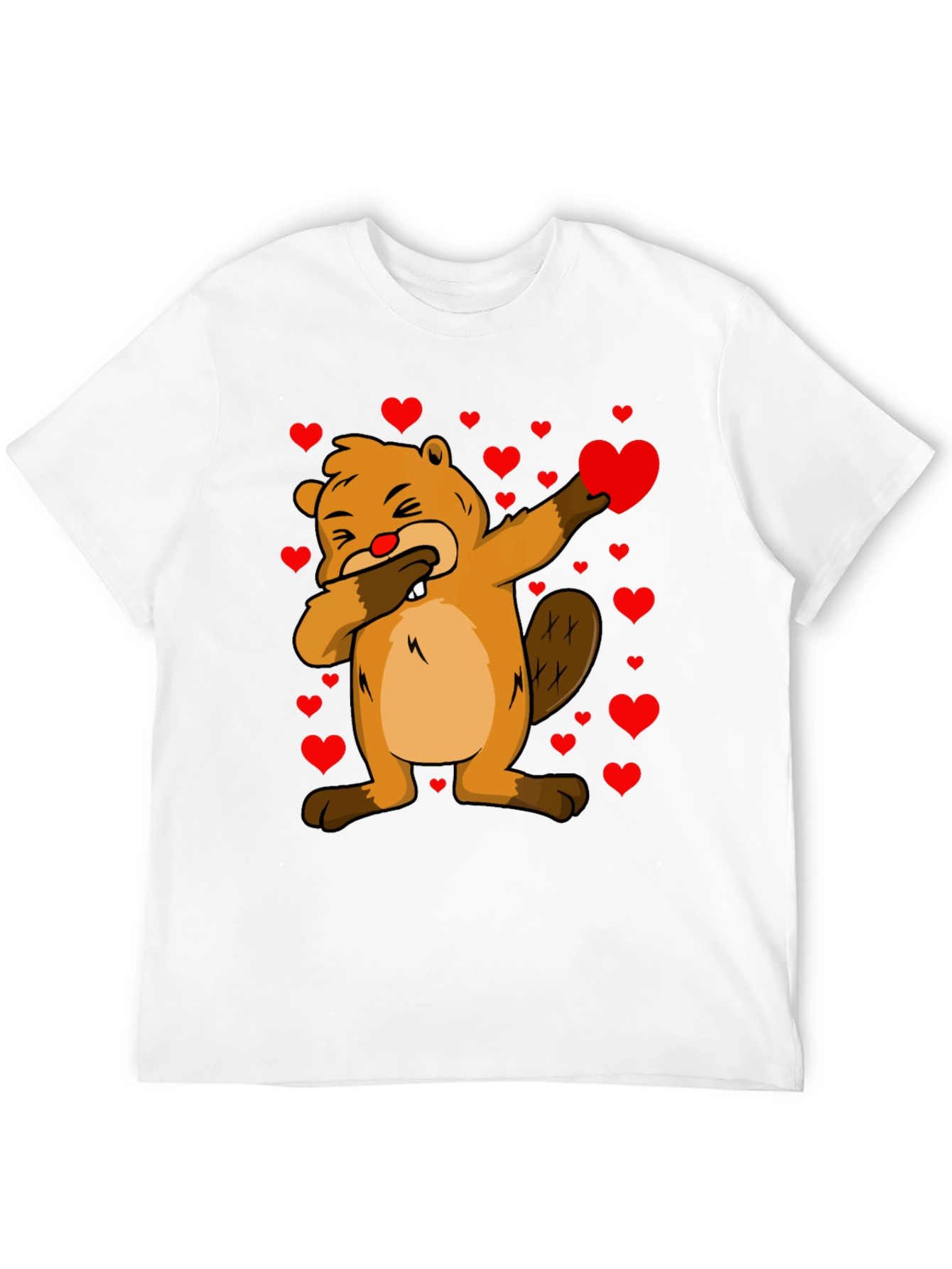 Valentines Day Beaver T-Shirt - Dab Pose with Hearts