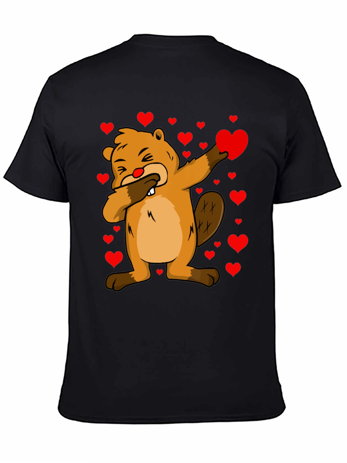 Valentines Day Beaver T-Shirt - Dab Pose with Hearts