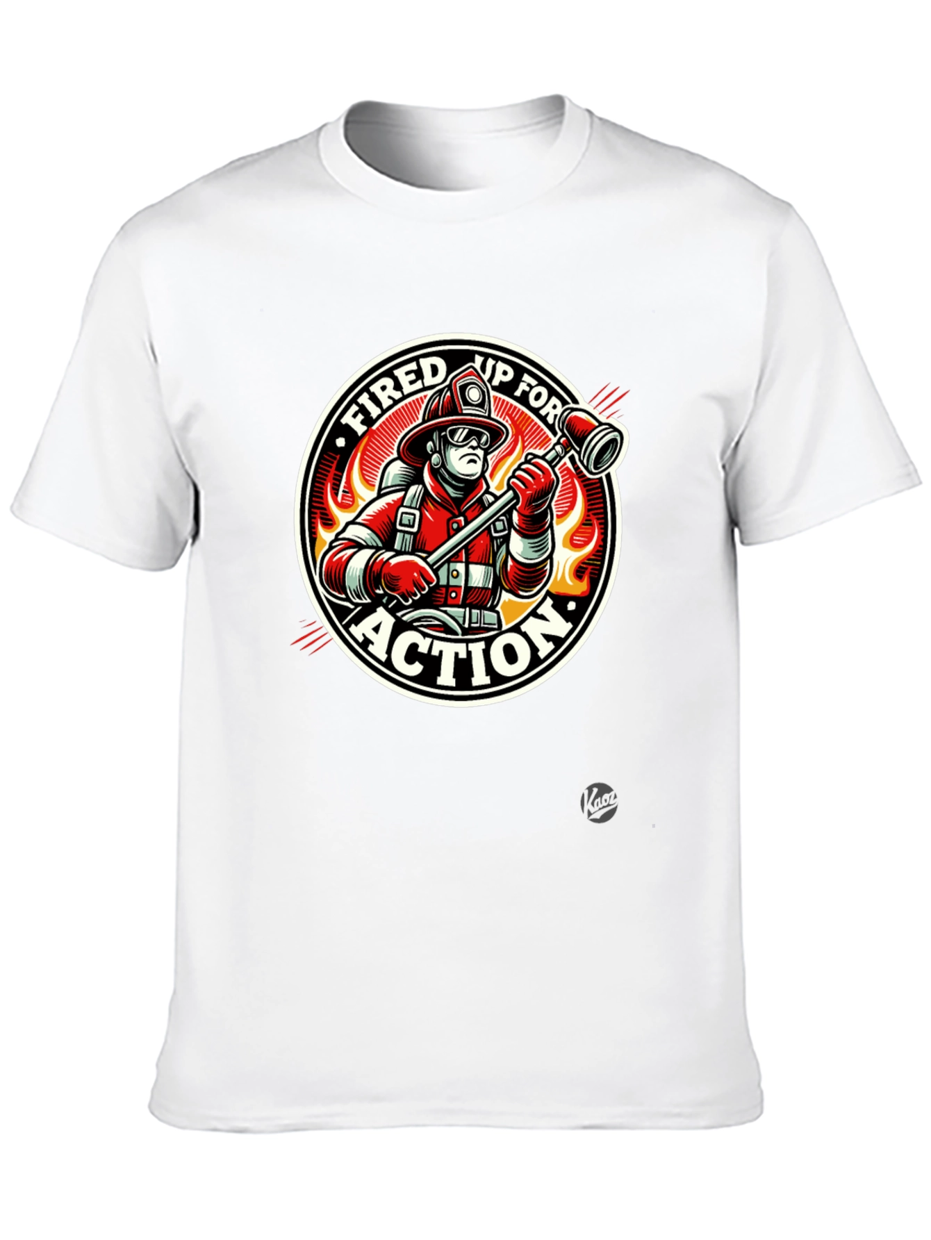 Fired Up for Action Firefighter Graphic T-Shirt