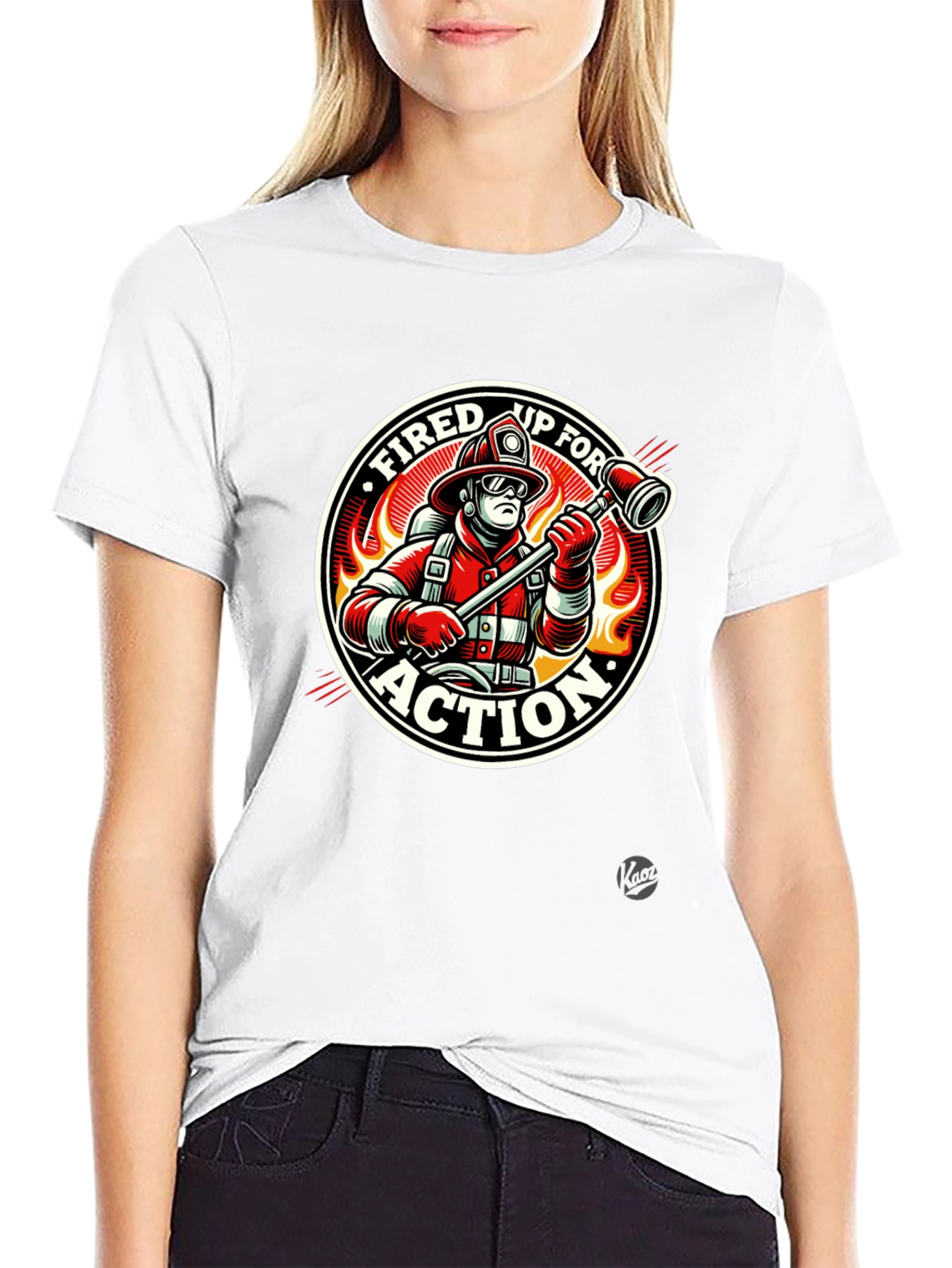 Fired Up for Action Firefighter Graphic T-Shirt