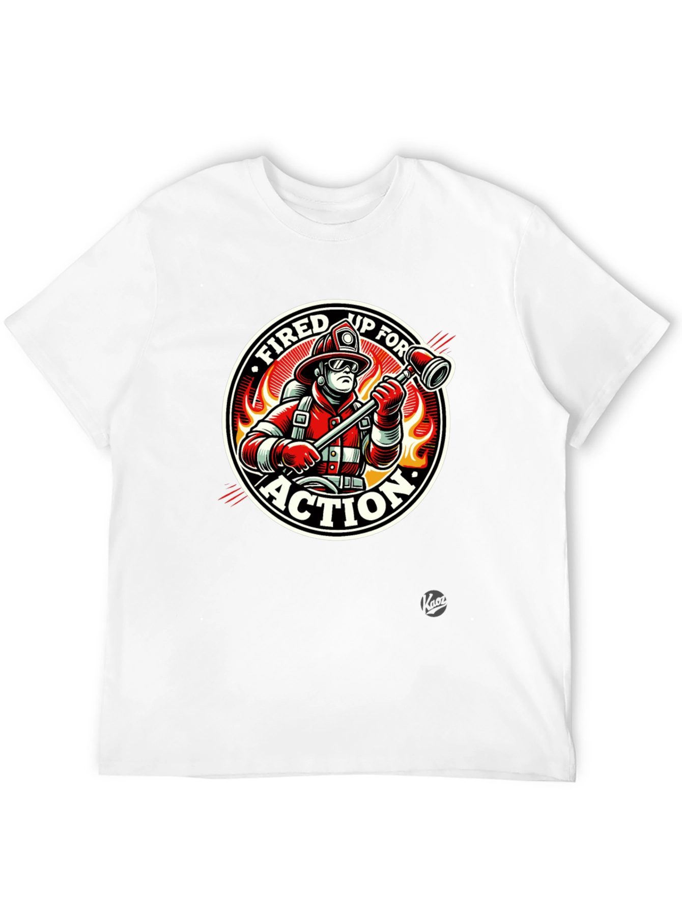 Fired Up for Action Firefighter Graphic T-Shirt