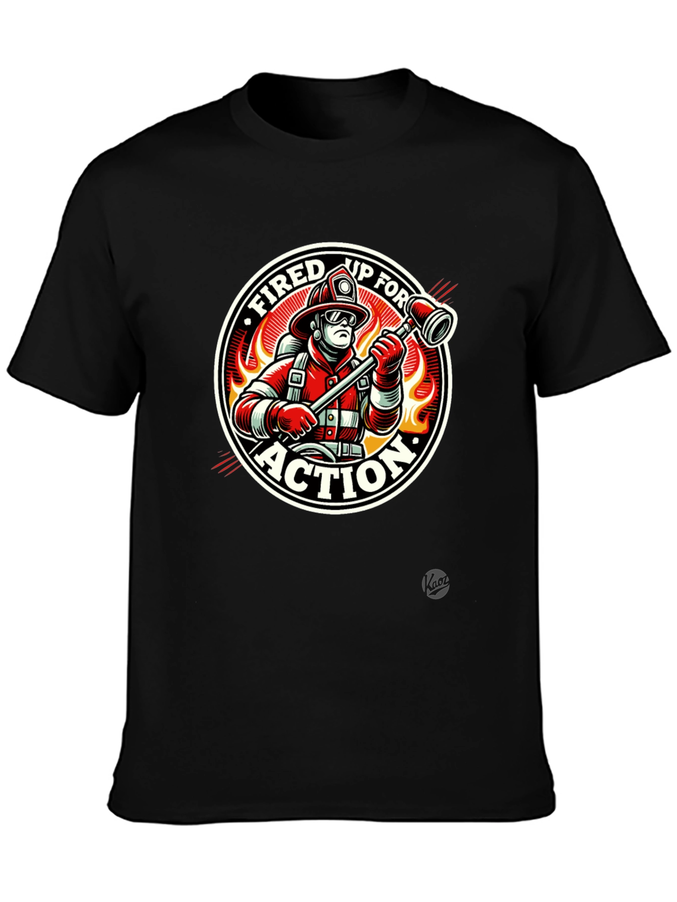 Fired Up for Action Firefighter Graphic T-Shirt