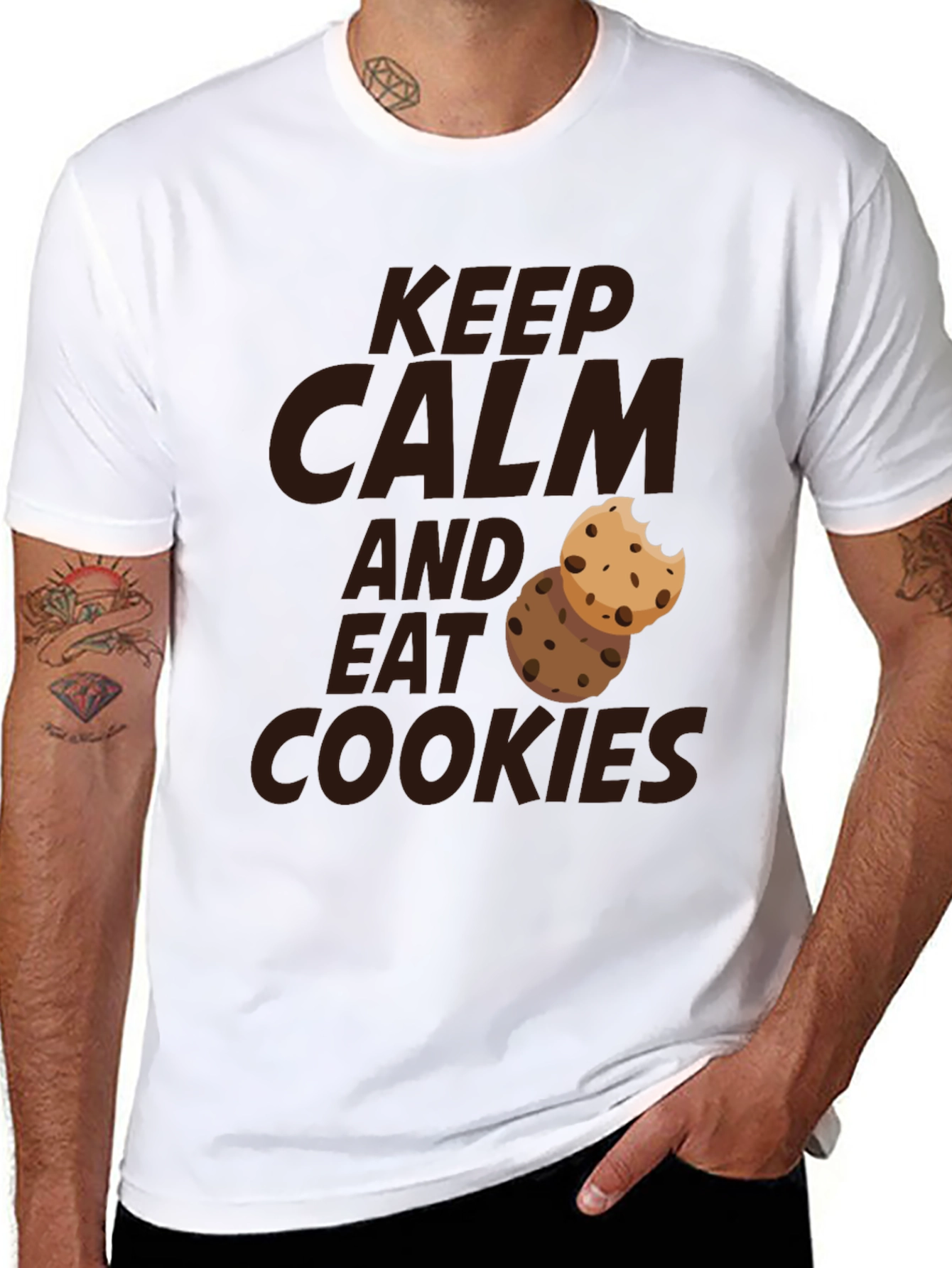 Keep Calm and Eat Cookies - Novelty Graphic T-Shirt