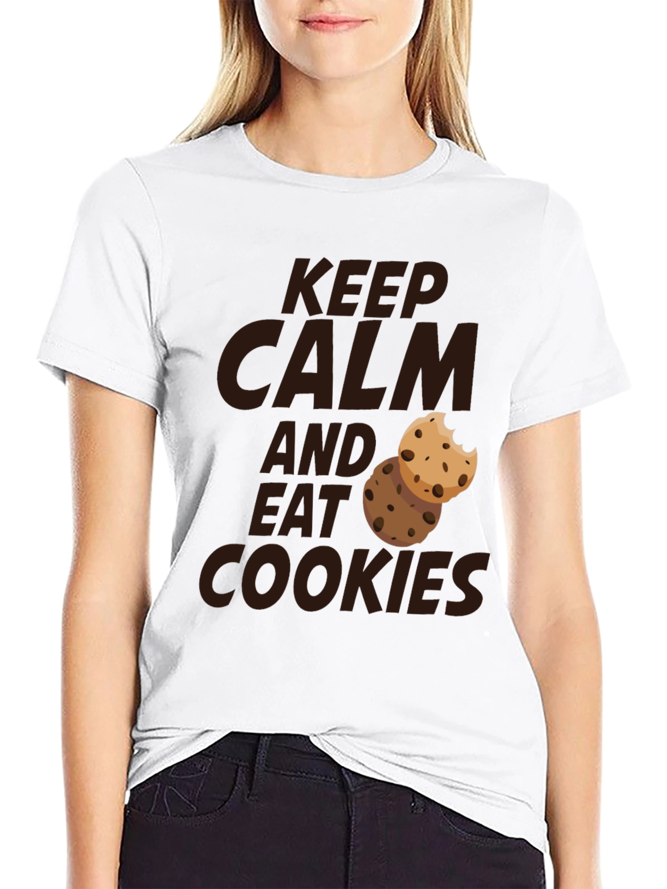 Keep Calm and Eat Cookies - Novelty Graphic T-Shirt