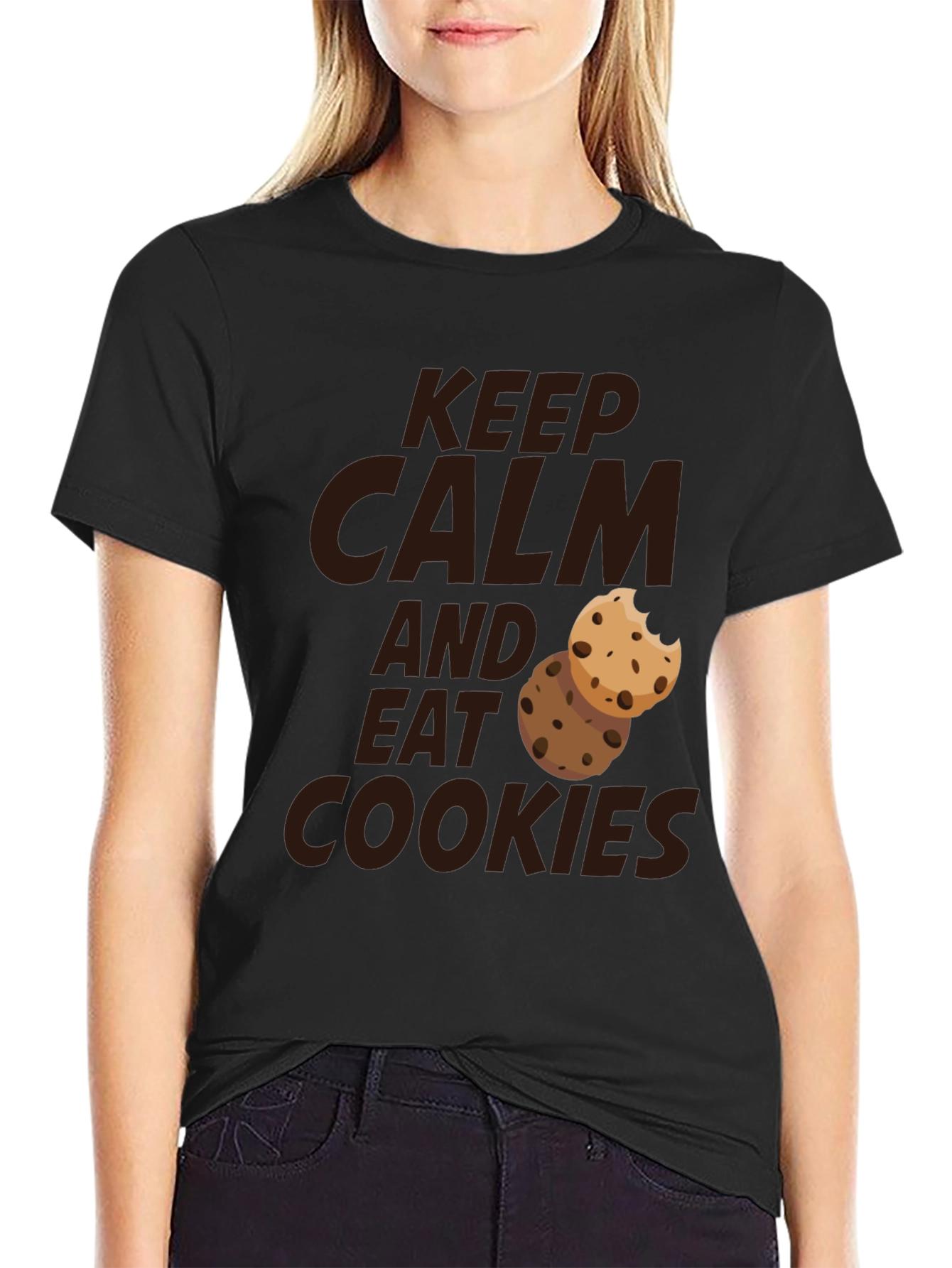 Keep Calm and Eat Cookies - Novelty Graphic T-Shirt