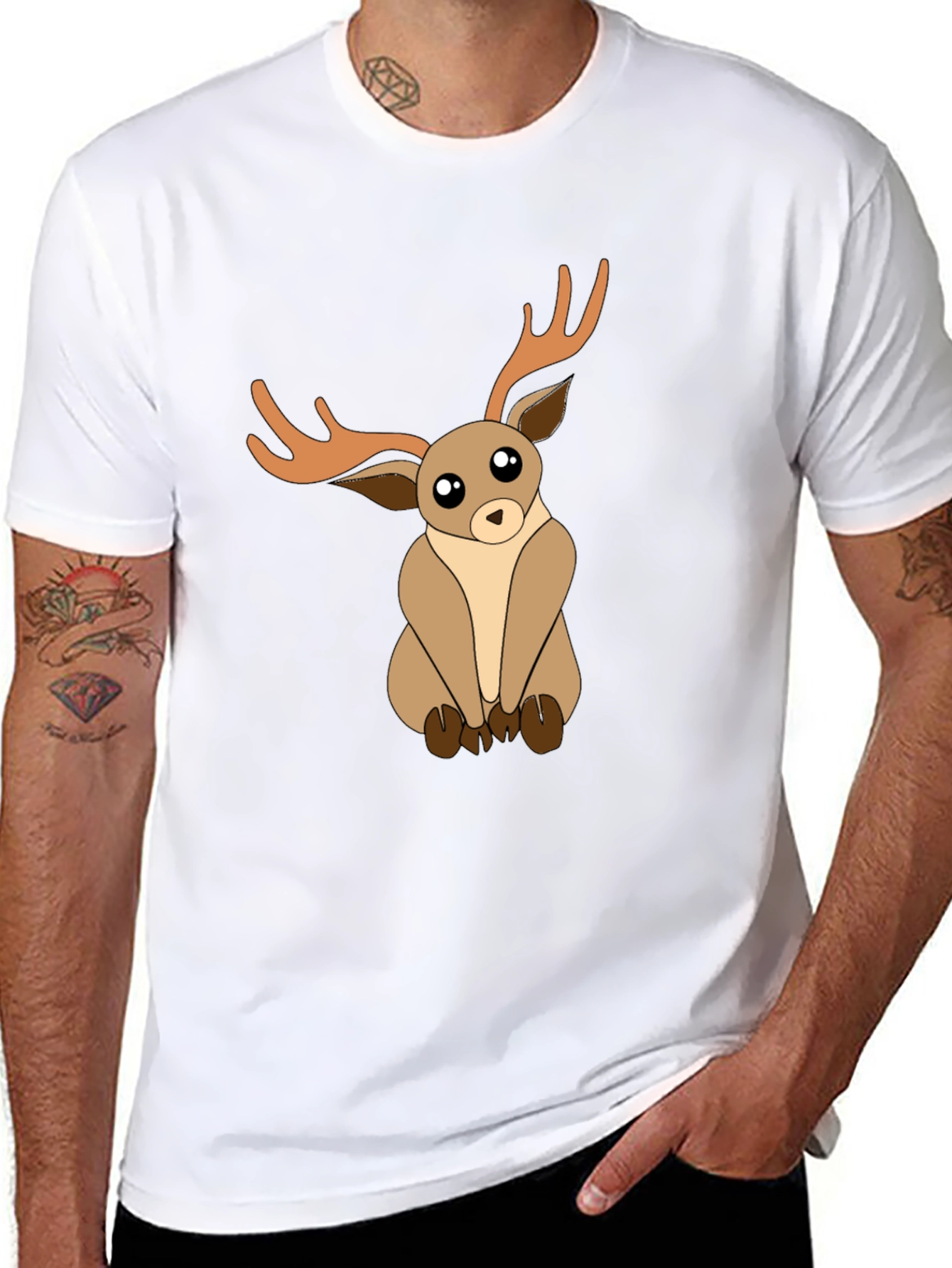 Cute Deer Graphic Tee - Black Unisex T-Shirt