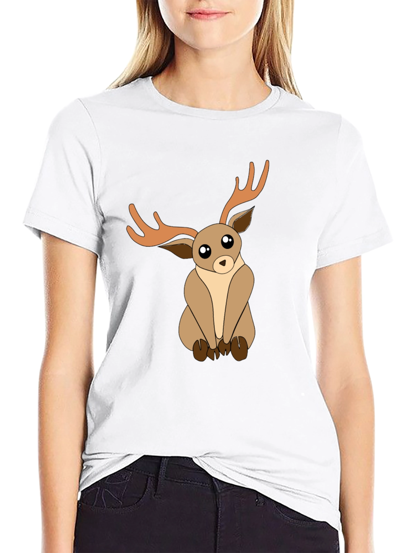 Cute Deer Graphic Tee - Black Unisex T-Shirt