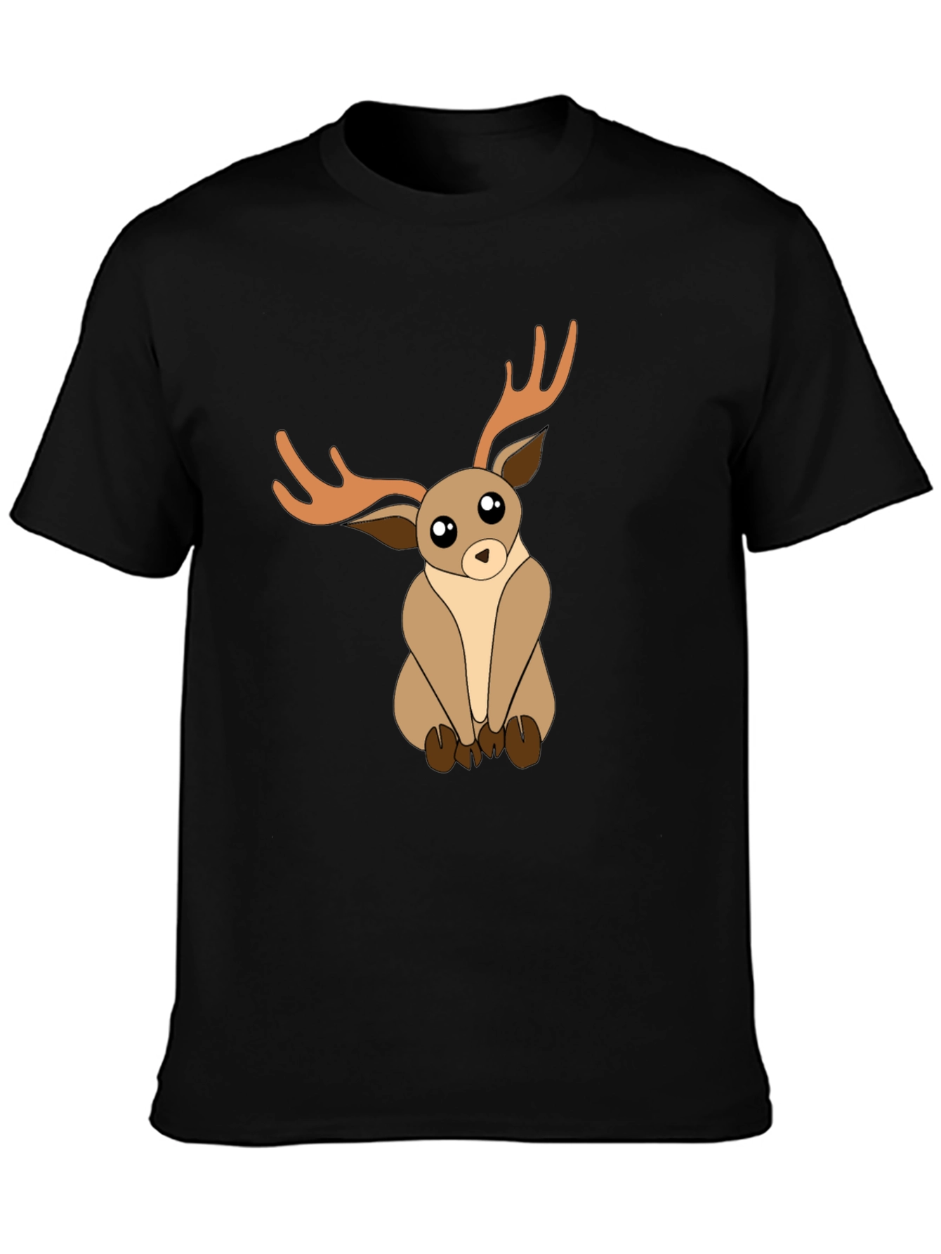 Cute Deer Graphic Tee - Black Unisex T-Shirt