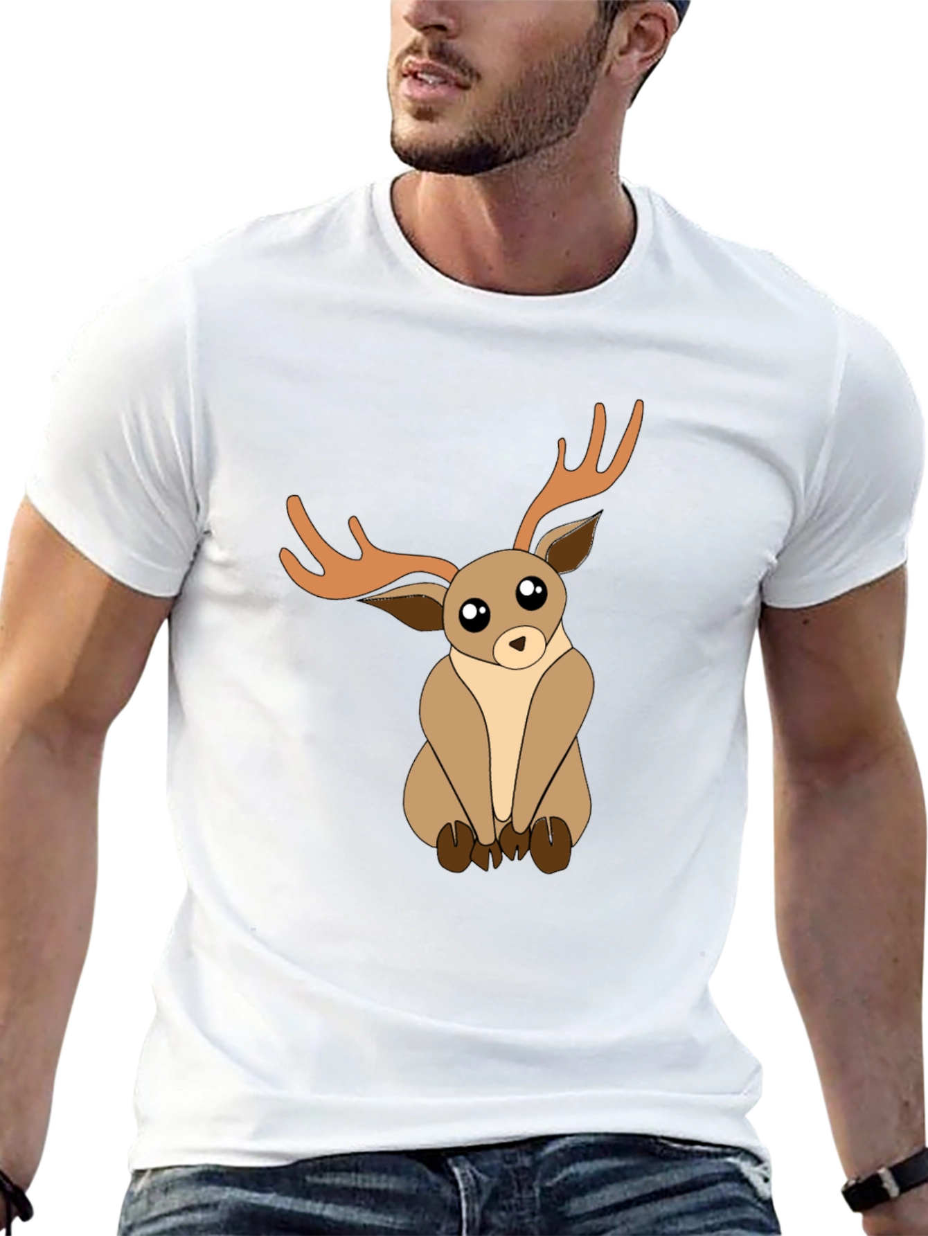 Cute Deer Graphic Tee - Black Unisex T-Shirt