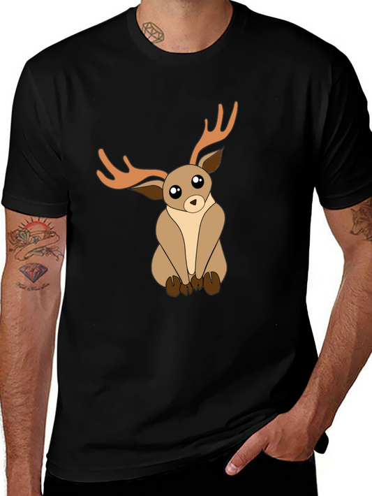 Cute Deer Graphic Tee - Black Unisex T-Shirt
