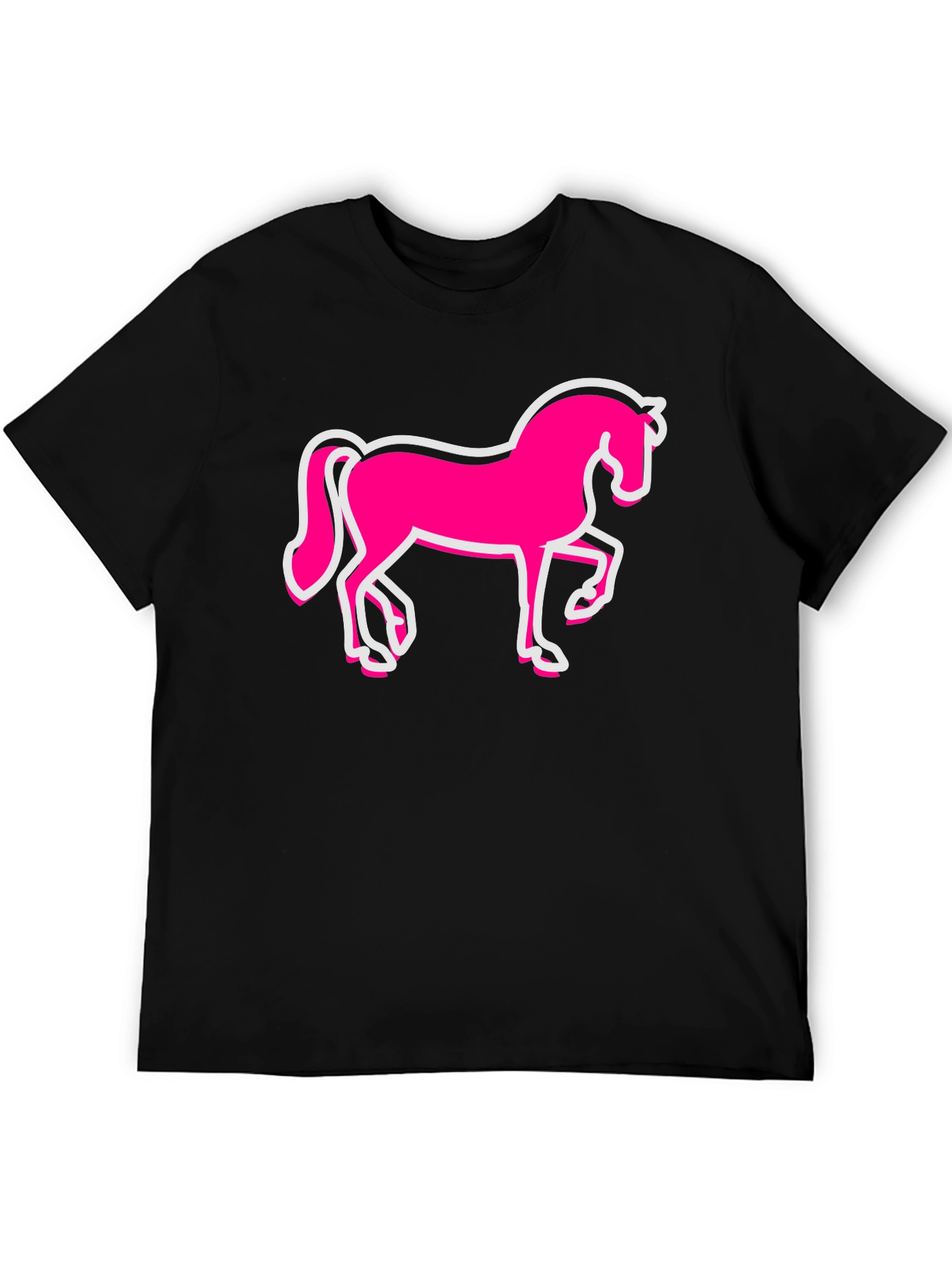 Pink Horse Graphic Black T-Shirt - Mens Fashion