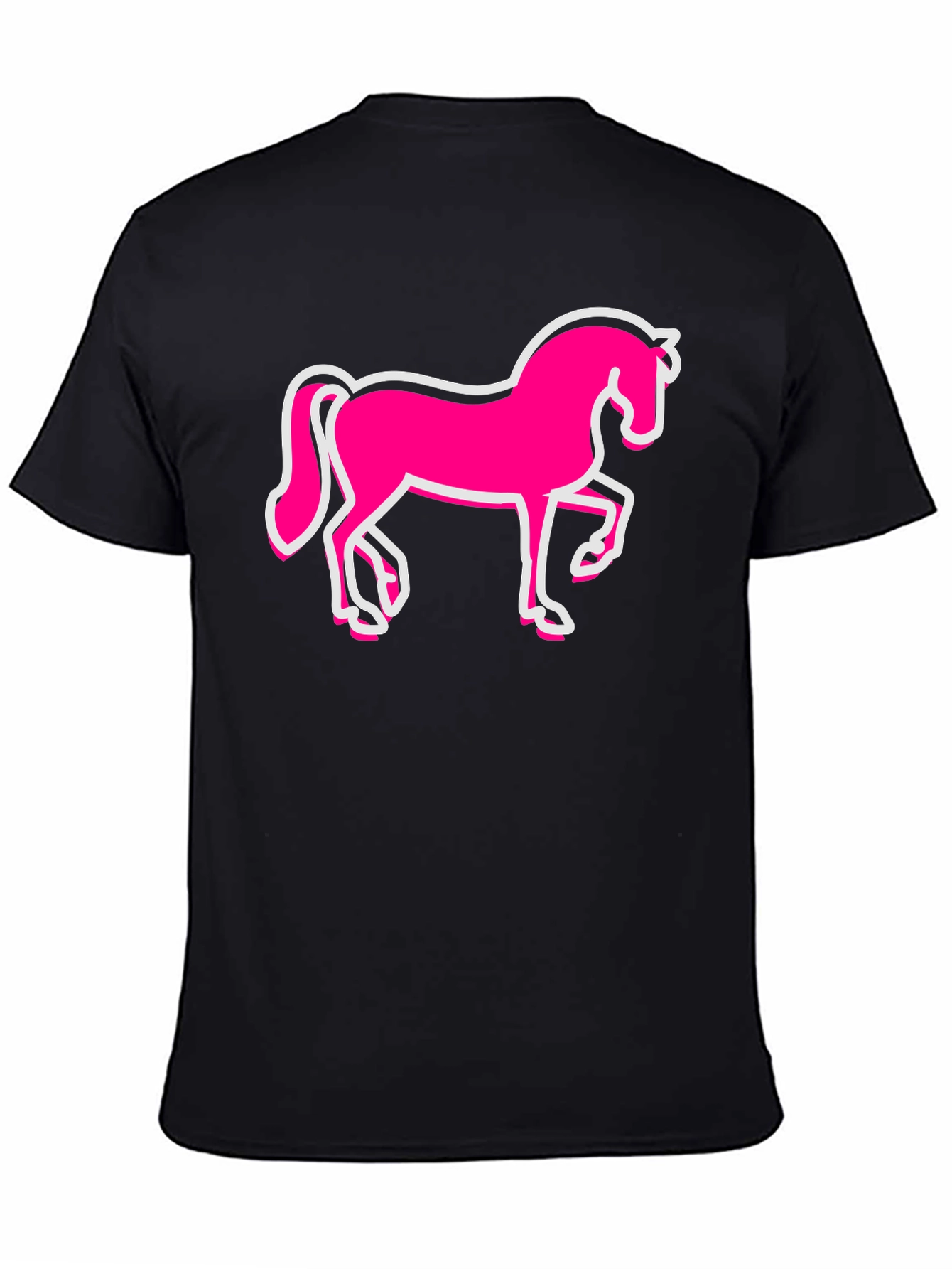 Pink Horse Graphic Black T-Shirt - Mens Fashion