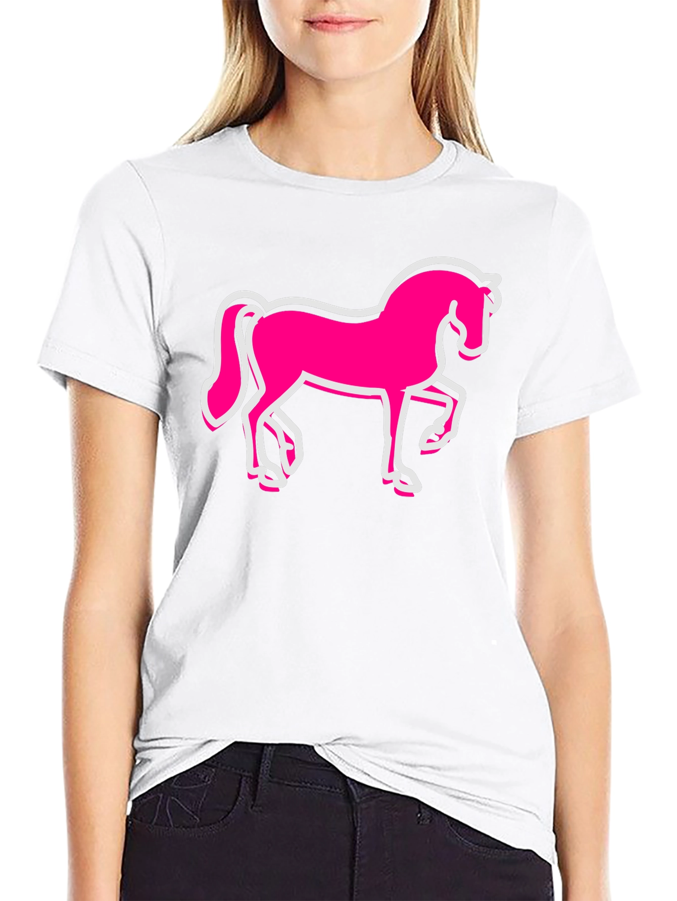 Pink Horse Graphic Black T-Shirt - Mens Fashion