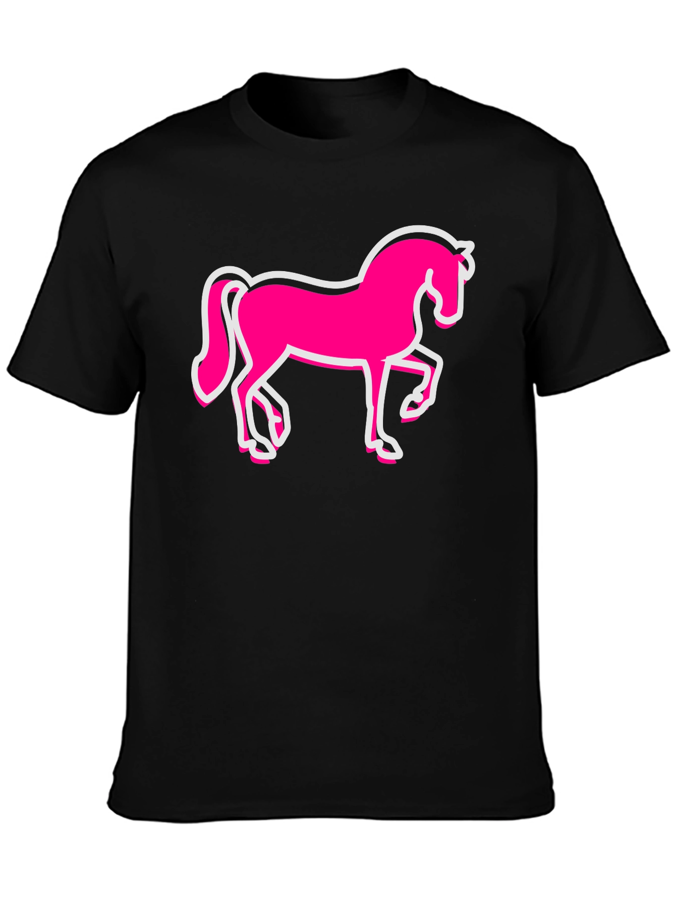 Pink Horse Graphic Black T-Shirt - Mens Fashion