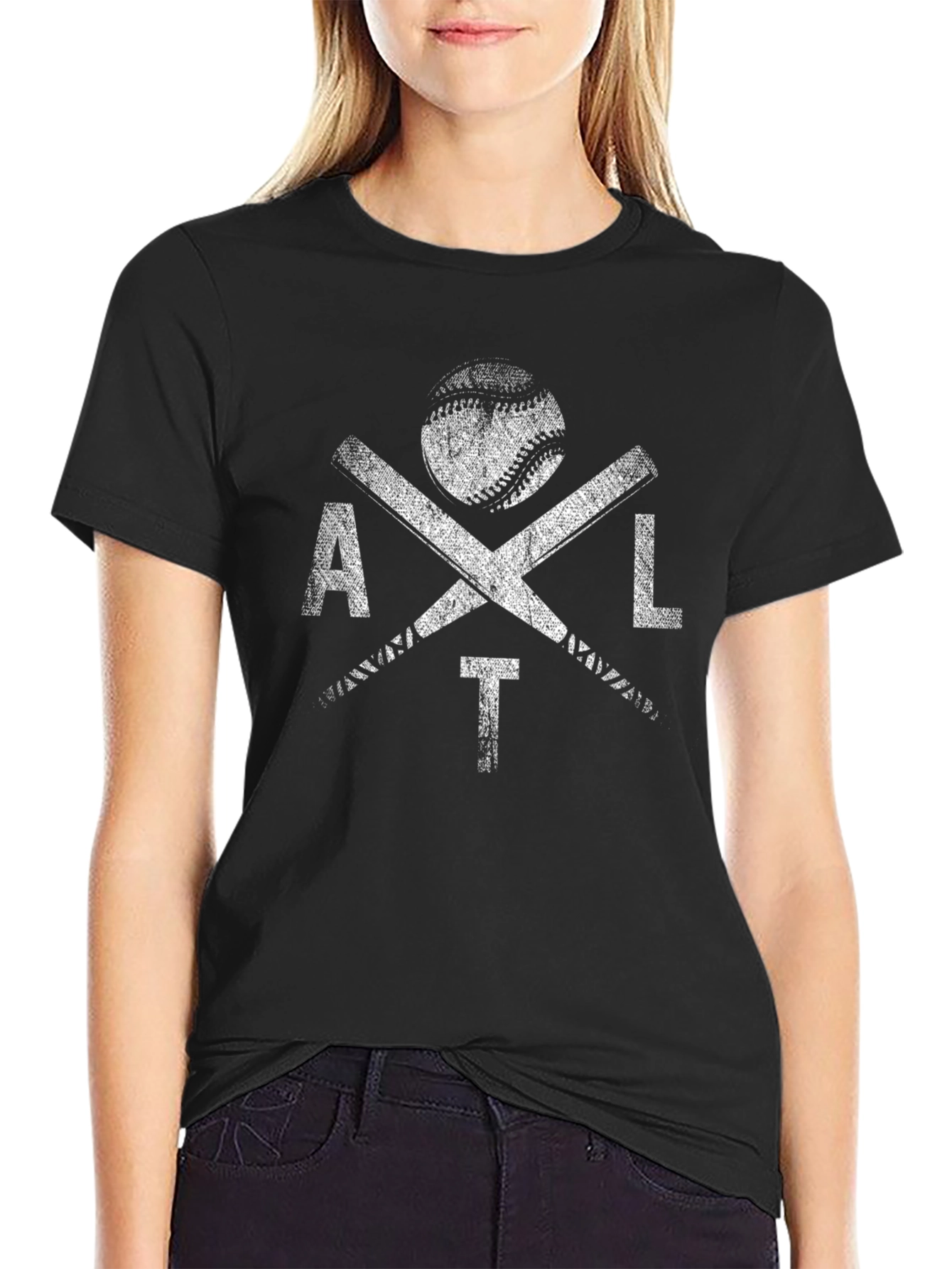 Distressed ATL Baseball Graphic T-Shirt