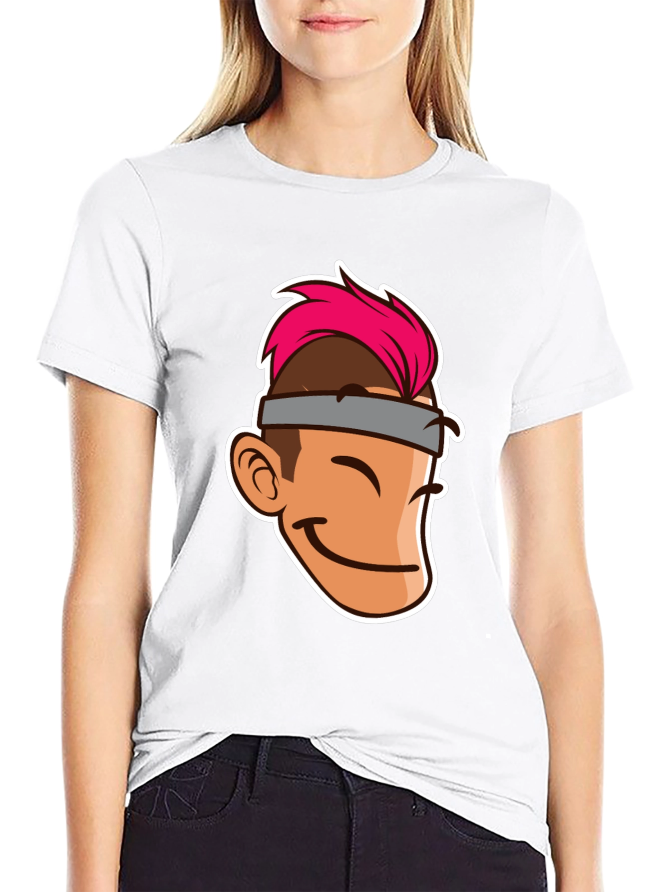 Cartoon Character Graphic Tee - Black T-Shirt