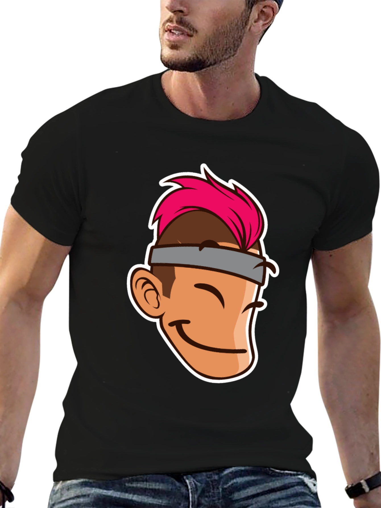 Cartoon Character Graphic Tee - Black T-Shirt