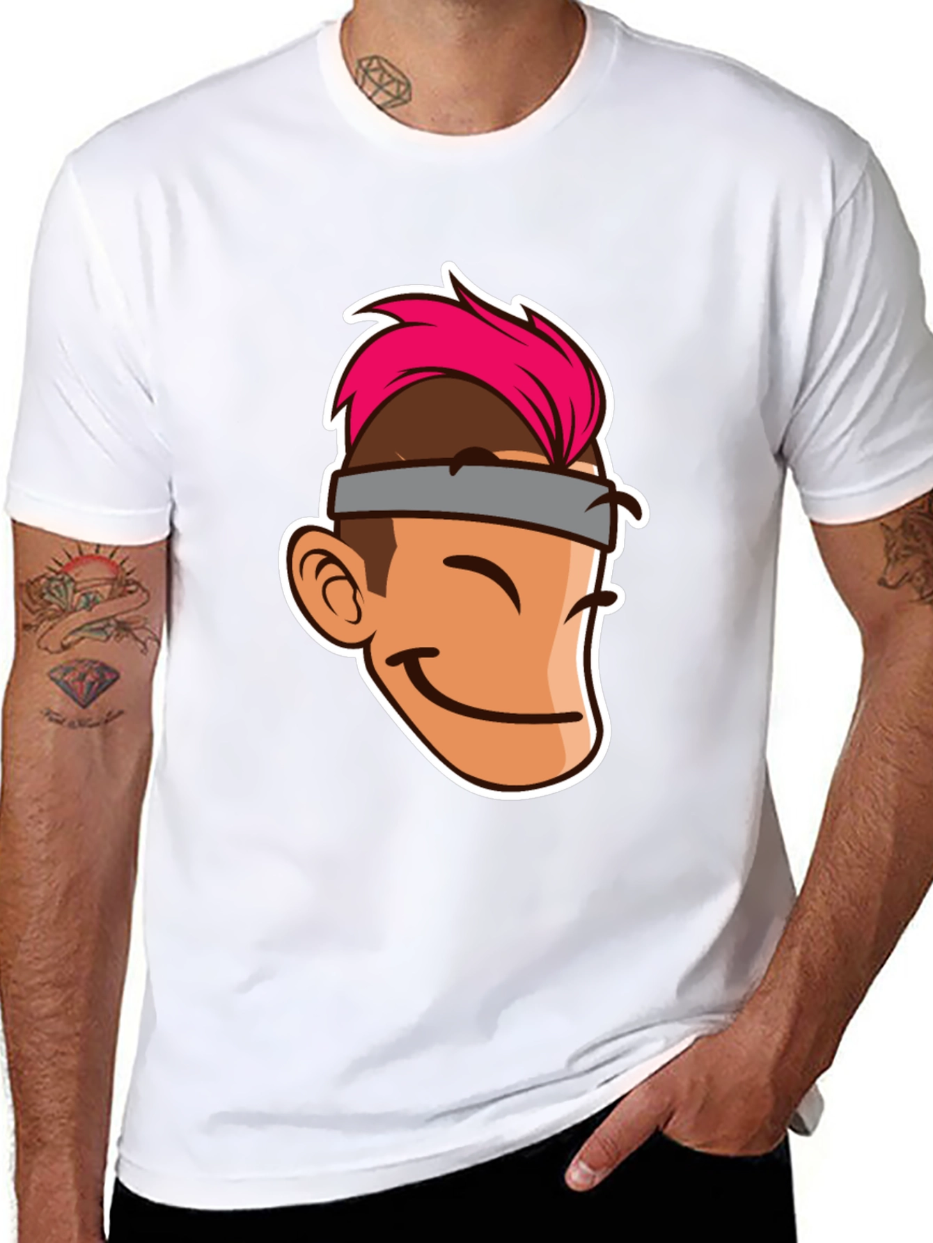 Cartoon Character Graphic Tee - Black T-Shirt