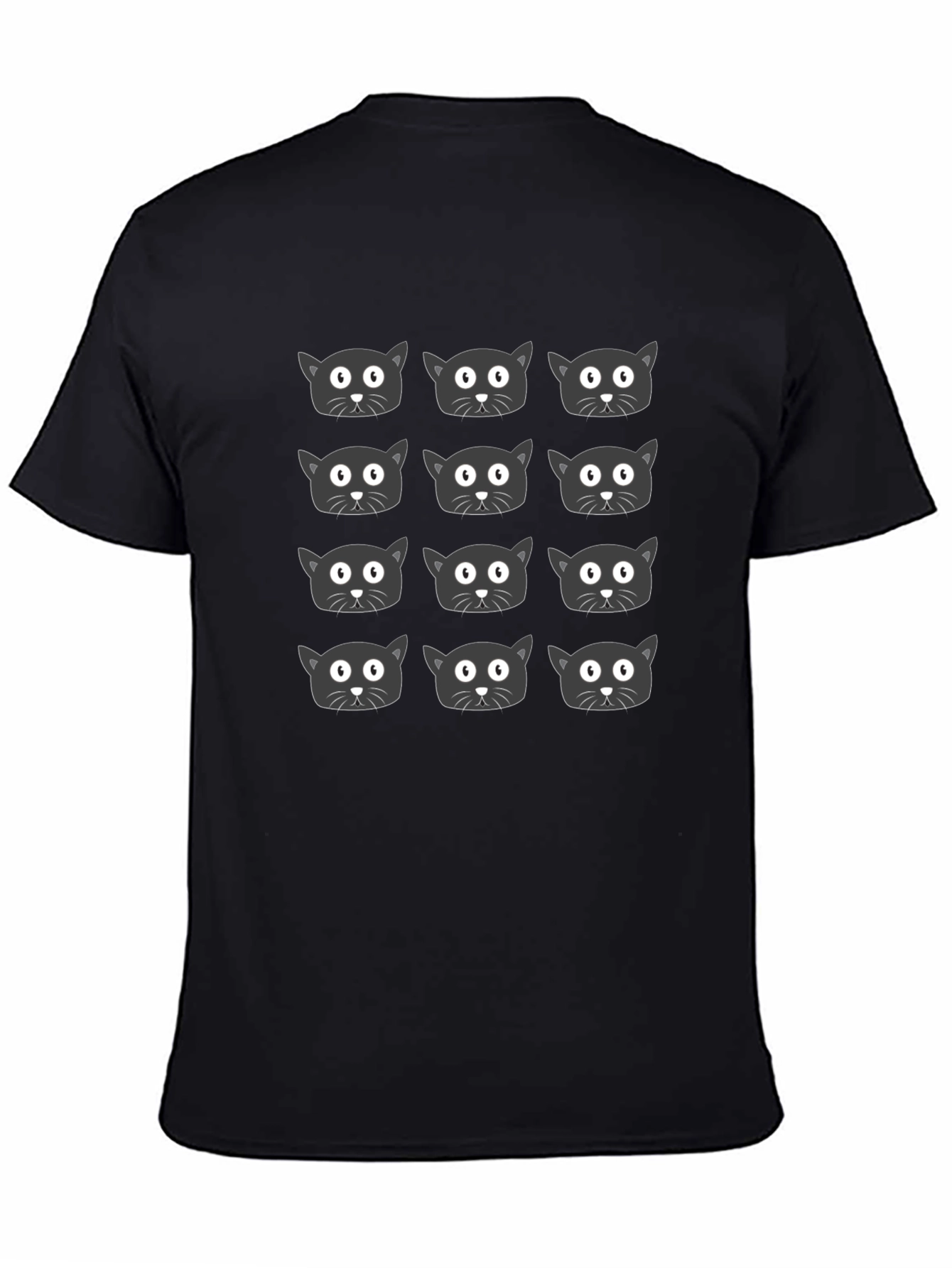 Black Cat Pattern T-Shirt Modern Unisex Tee