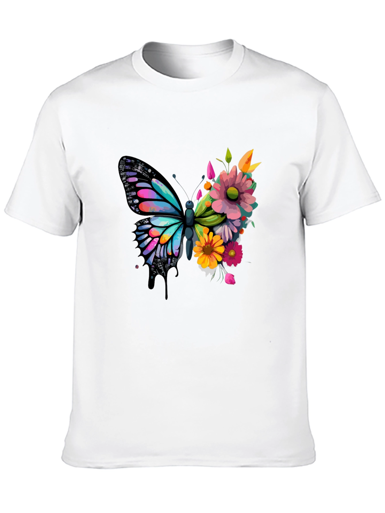 Butterfly Floral Graphic Tee - Black