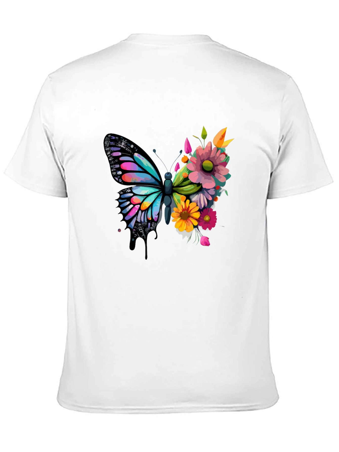 Butterfly Floral Graphic Tee - Black