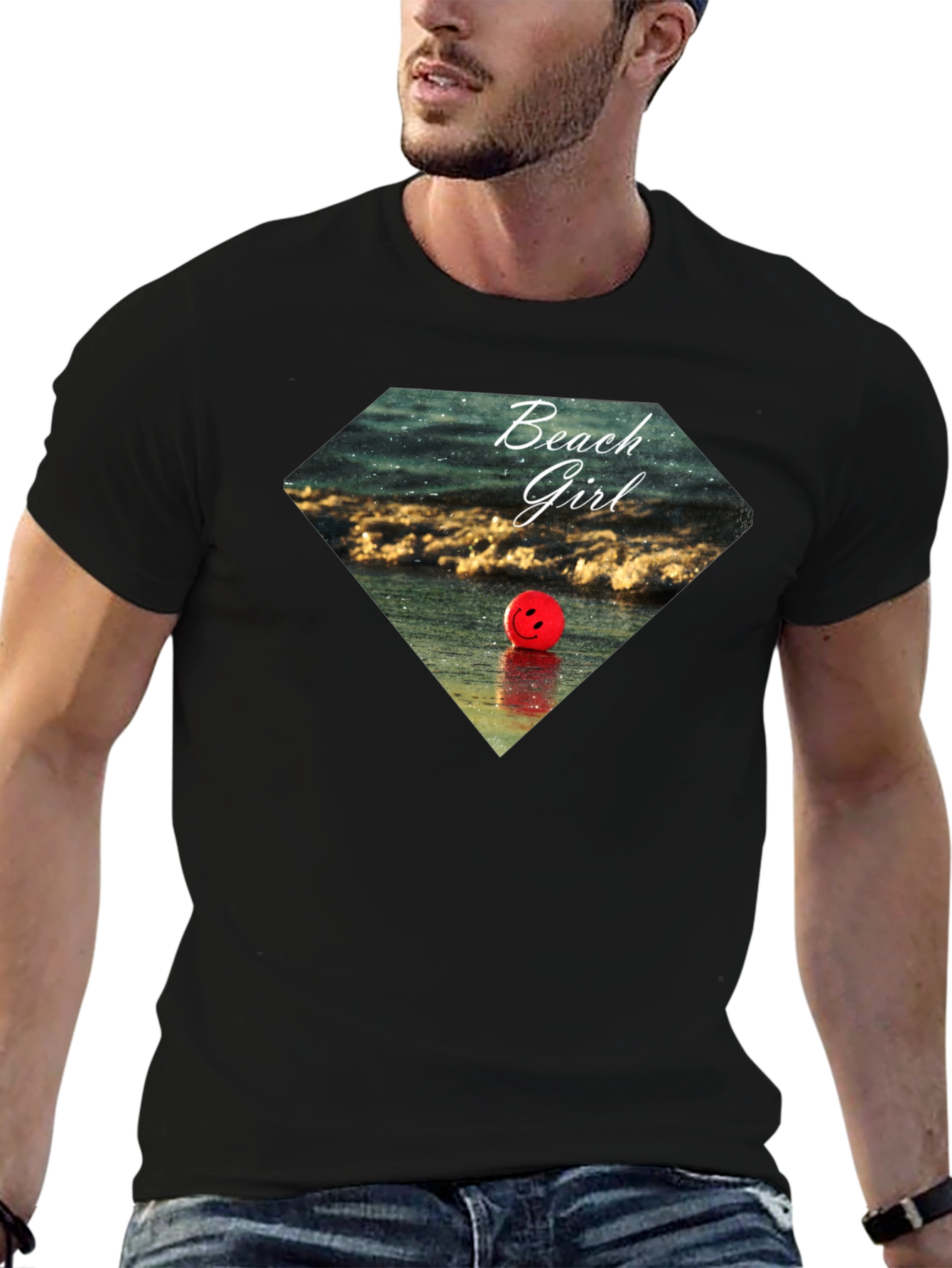 Beach Girl Graphic Tee - Black Casual T-Shirt