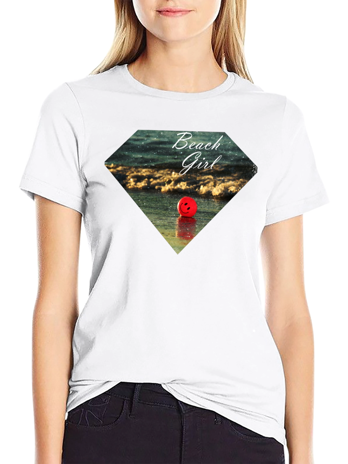 Beach Girl Graphic Tee - Black Casual T-Shirt