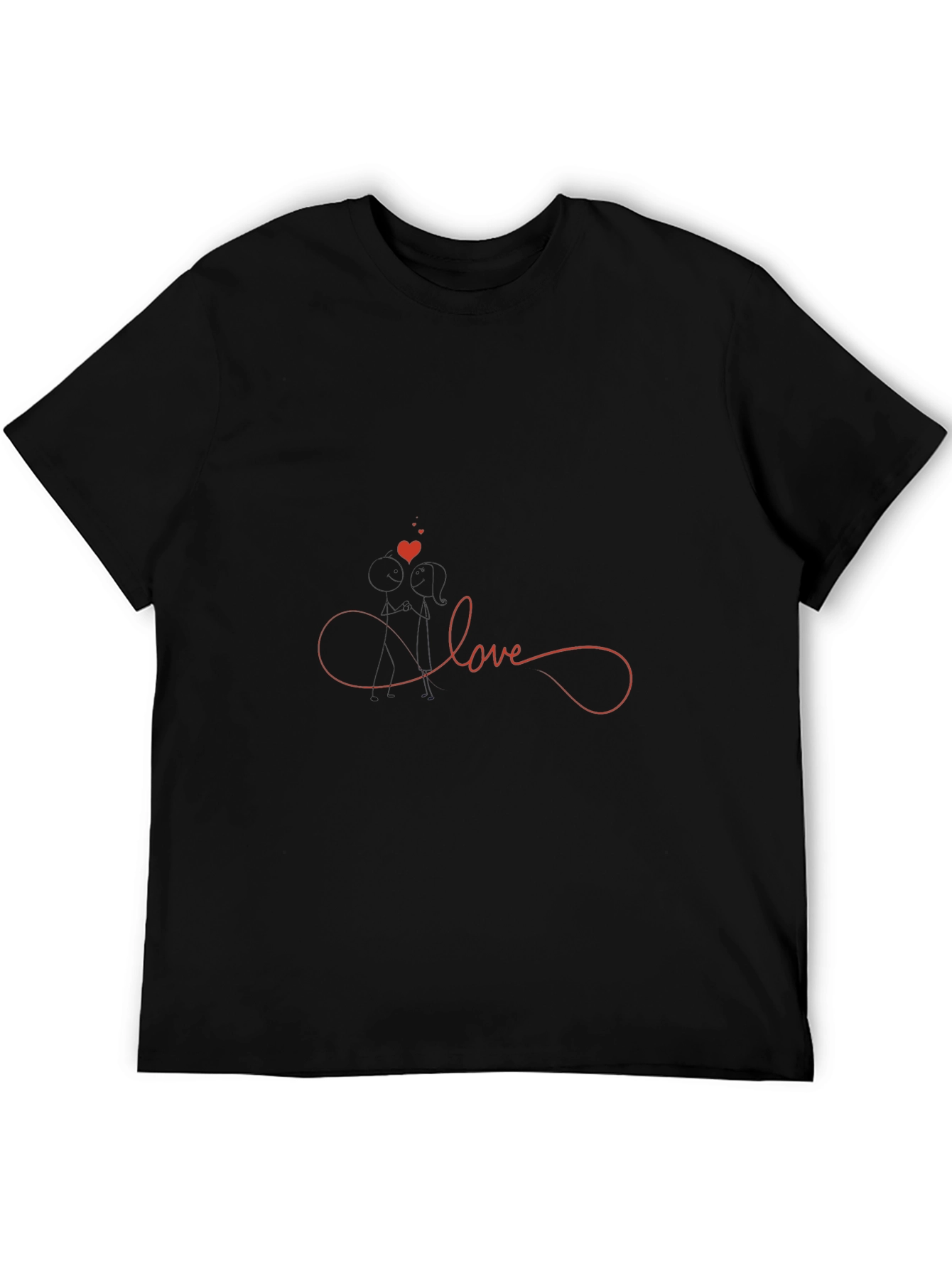 Love Infinity Heart T-Shirt - Black Casual Tee