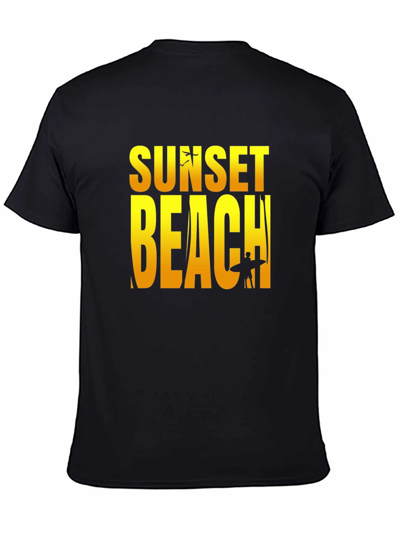 Sunset Beach Graphic Tee - Black Cotton T-Shirt