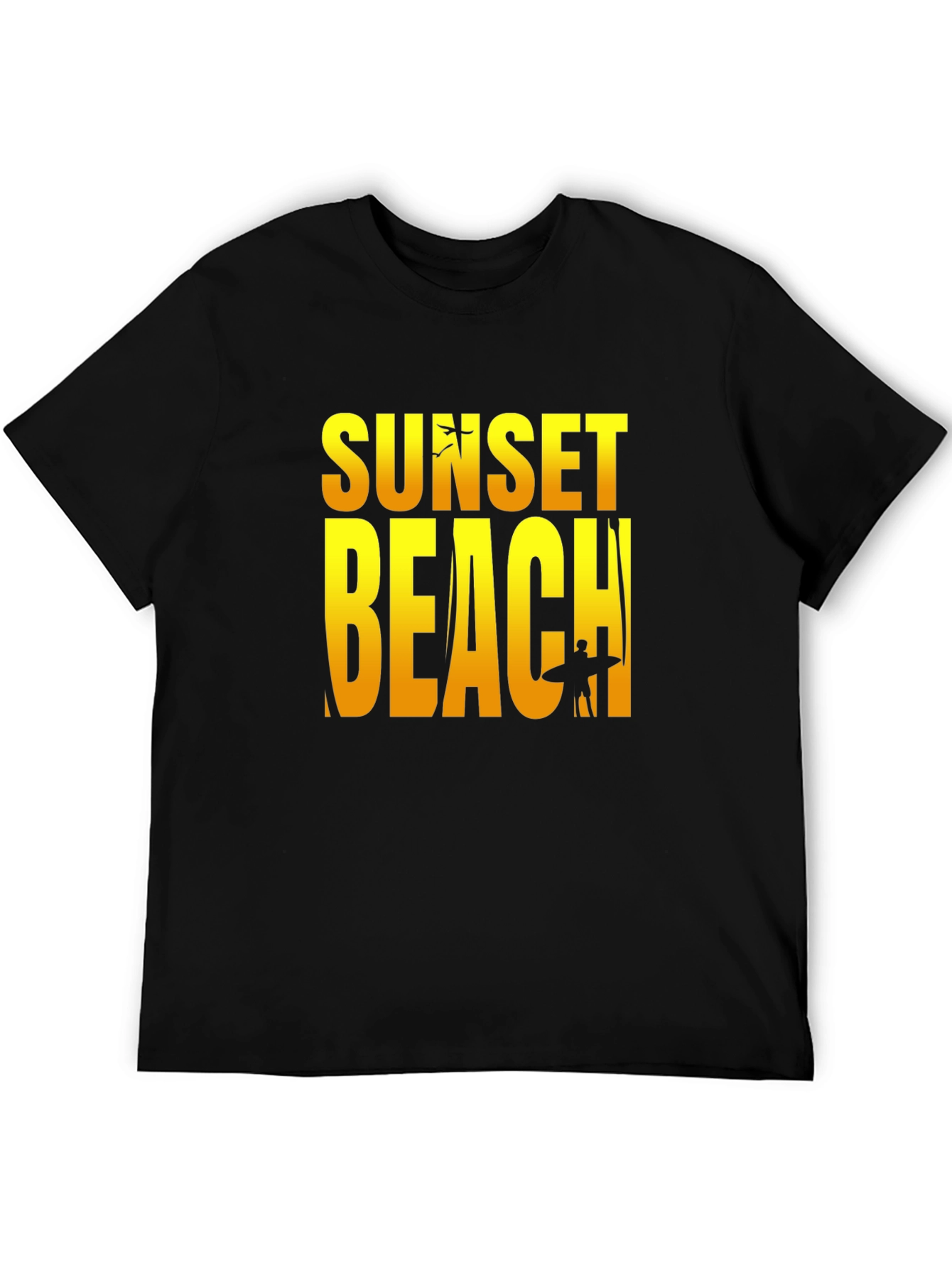 Sunset Beach Graphic Tee - Black Cotton T-Shirt
