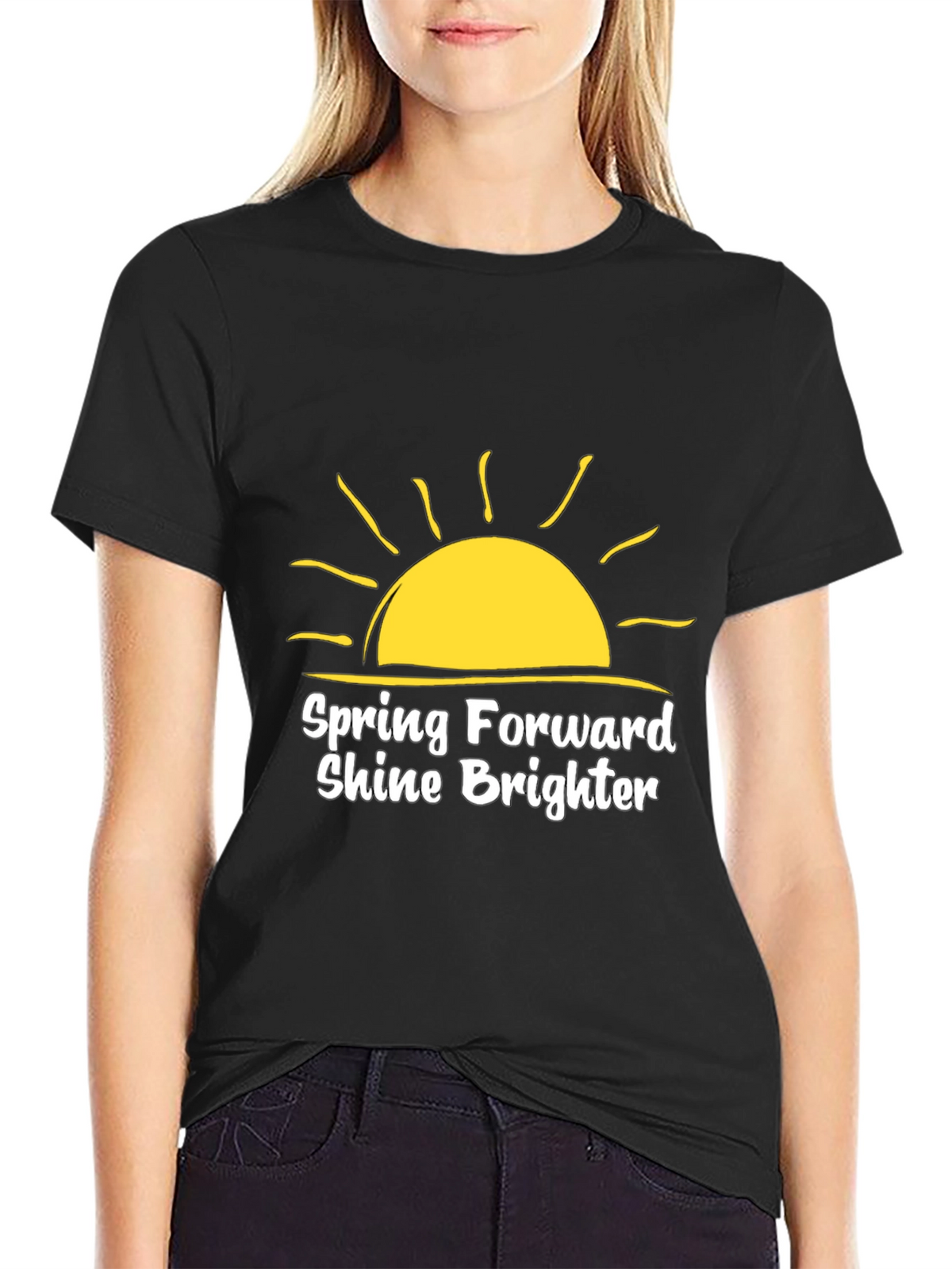 Spring Forward Shine Brighter Black T-Shirt