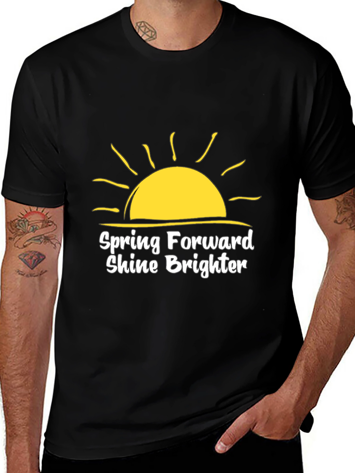 Spring Forward Shine Brighter Black T-Shirt