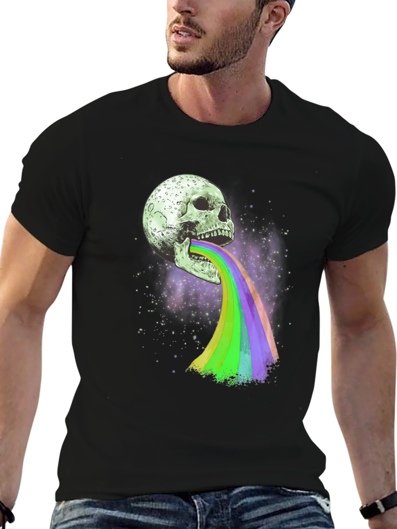 Skull Rainbow Graphic Tee - Unique Design