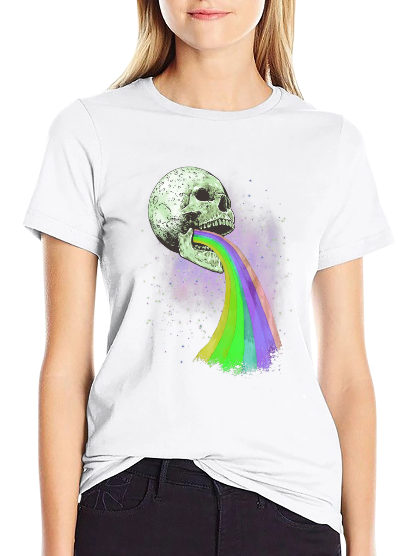 Skull Rainbow Graphic Tee - Unique Design