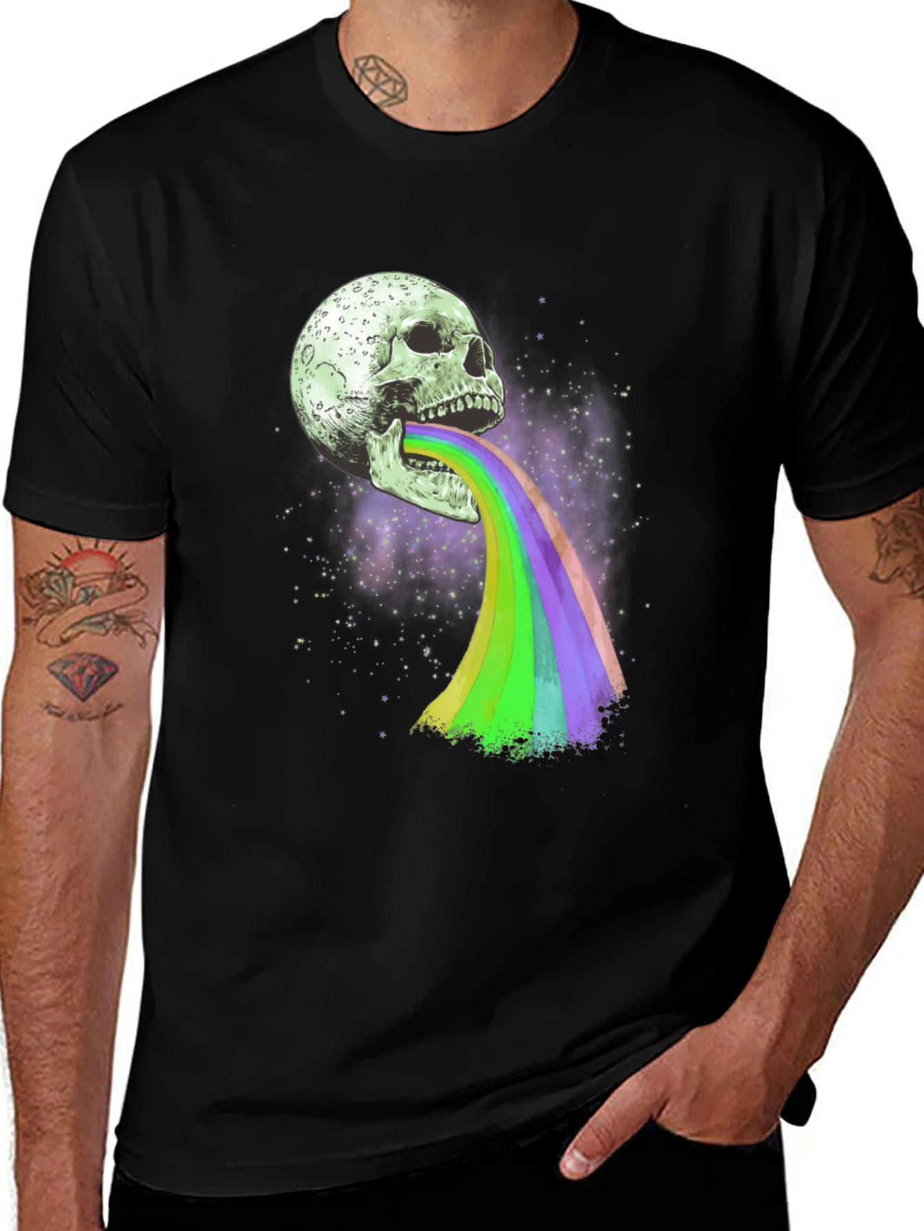 Skull Rainbow Graphic Tee - Unique Design