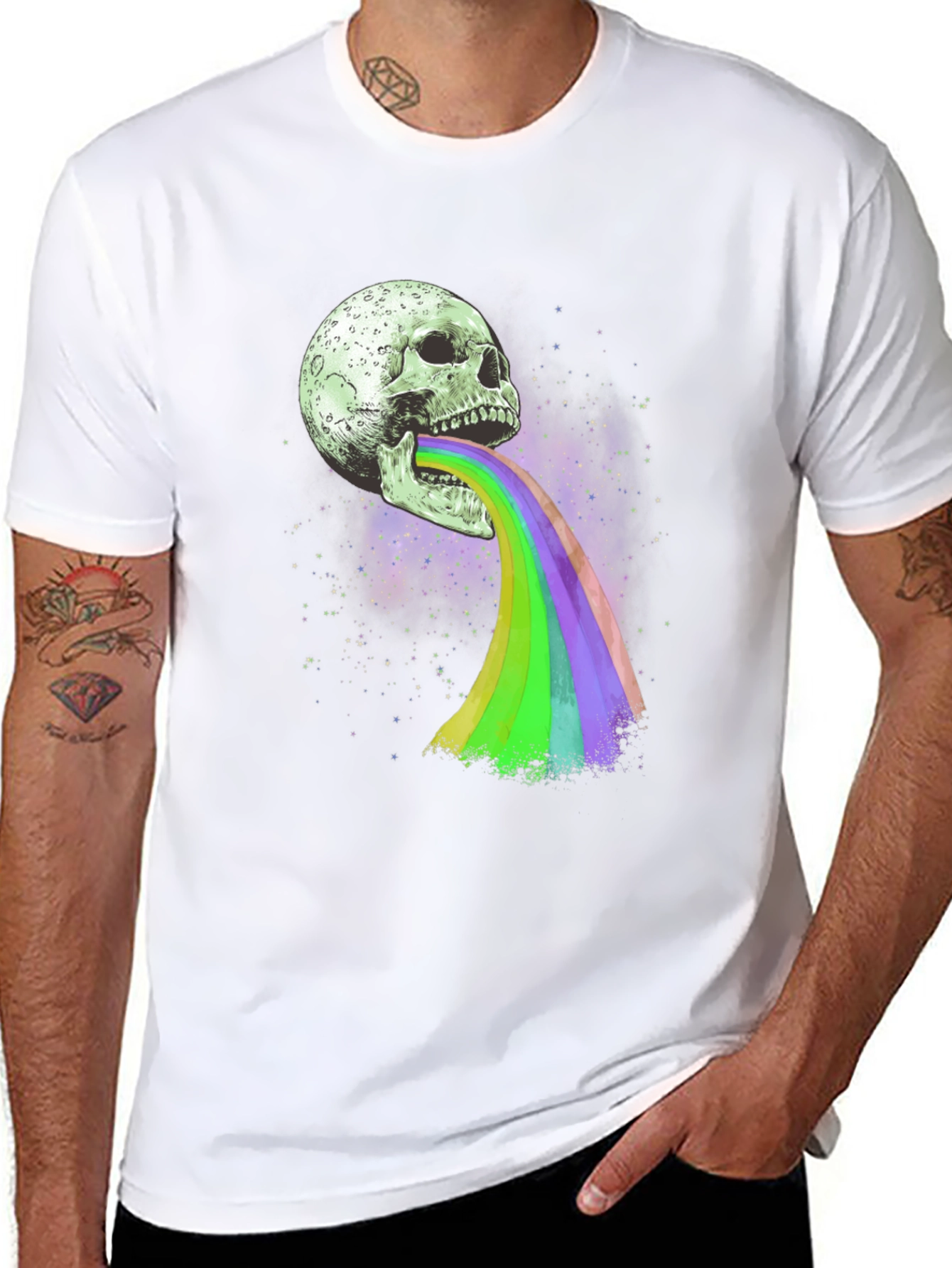 Skull Rainbow Graphic Tee - Unique Design